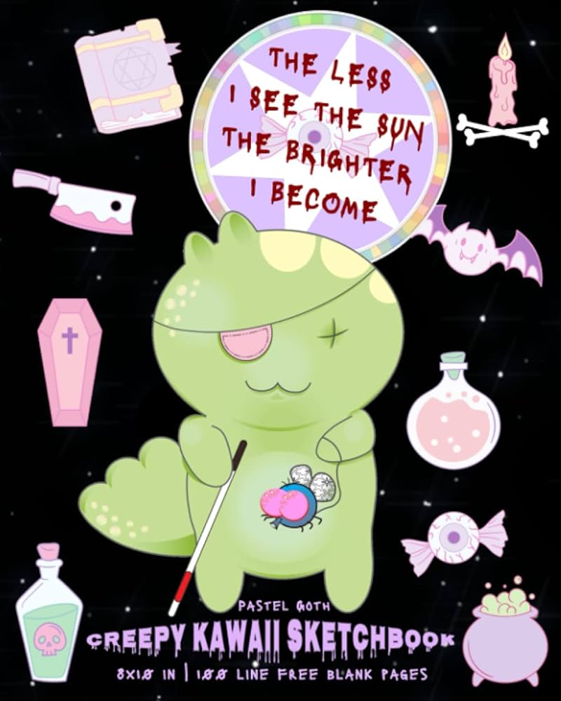 Pastel Goth Creepy Kawaii Sketchbook: Gurokawa Goth Chick 8x10 IN Line Free Blank White Pages. Perfect for Drawing, Doodling, or Notes. Kawaii Lover Gifts Ideas To Make Your Life Cuter