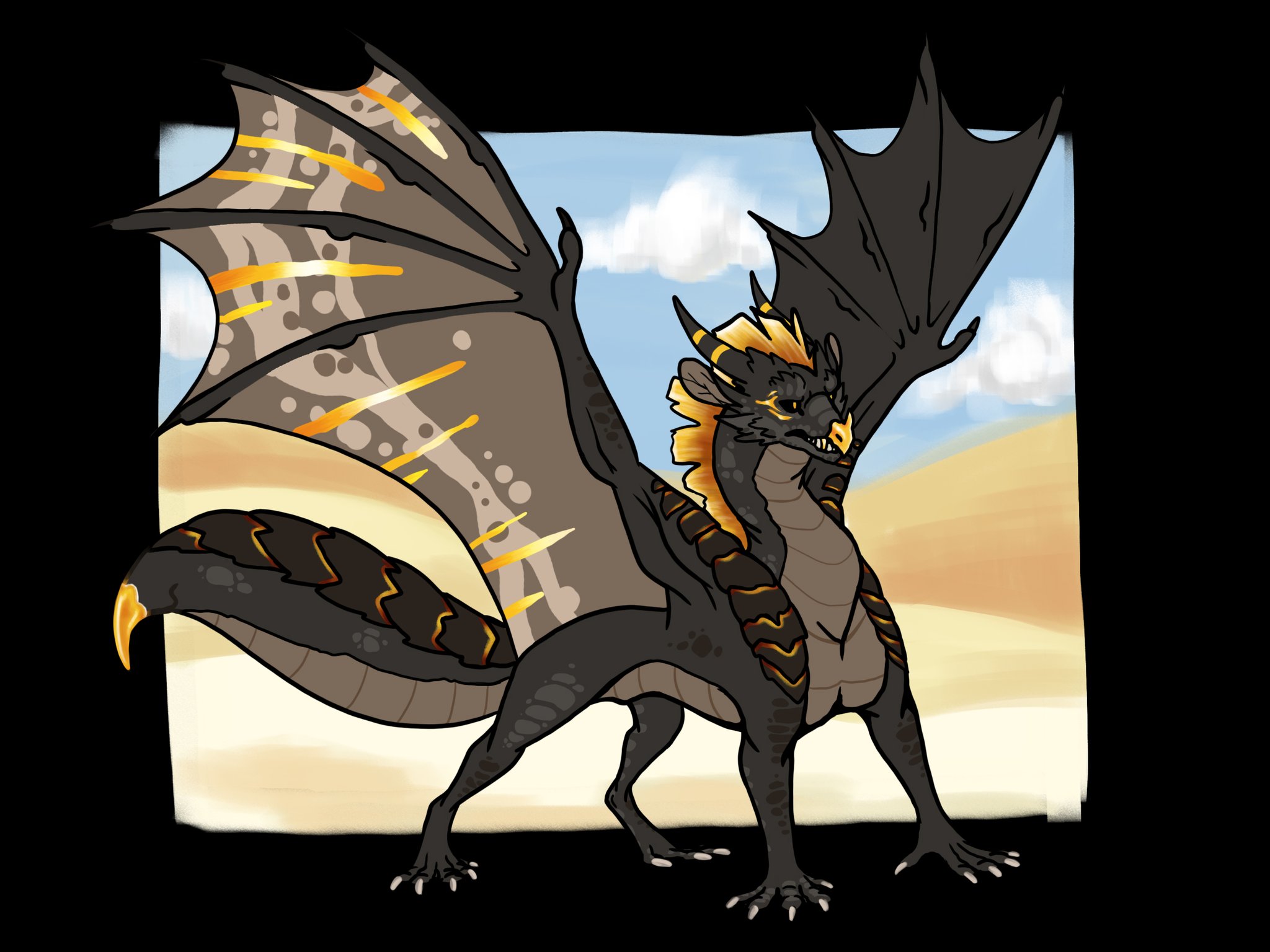 Dragons & Doodles, the melanistic sandwing for a follower on Tumblr Part of my redesigned Wings of fire drawings #wingsoffire #wof # sandwing #redesign