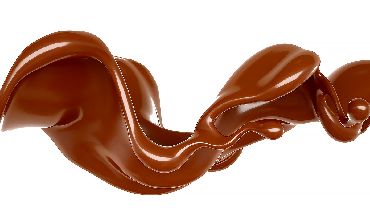 Chocolate splash isolated on a white background. Image - Behance