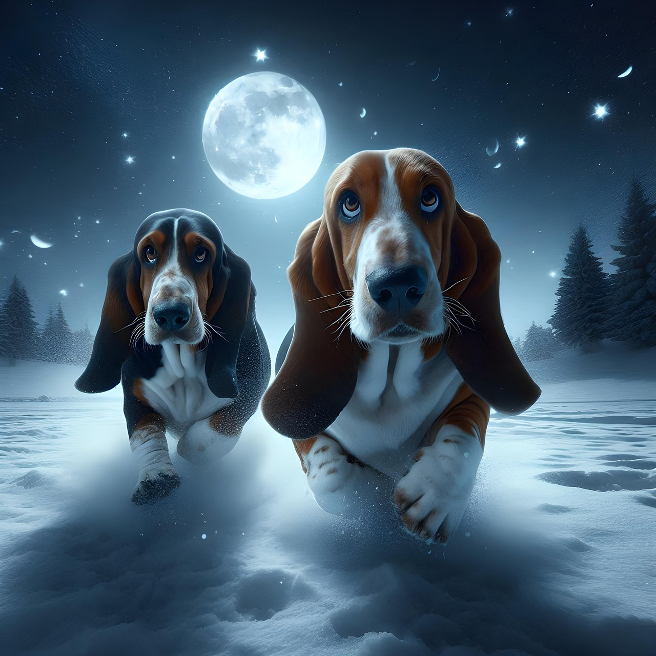 Download Basset Hounds Winter. Royalty Free Stock Illustration Image