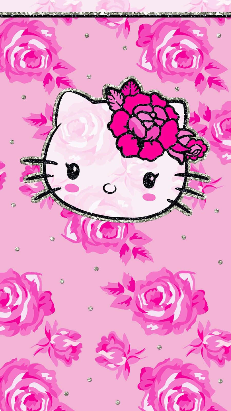 Download Painted Roses Cute Pink Hello Kitty Wallpaper