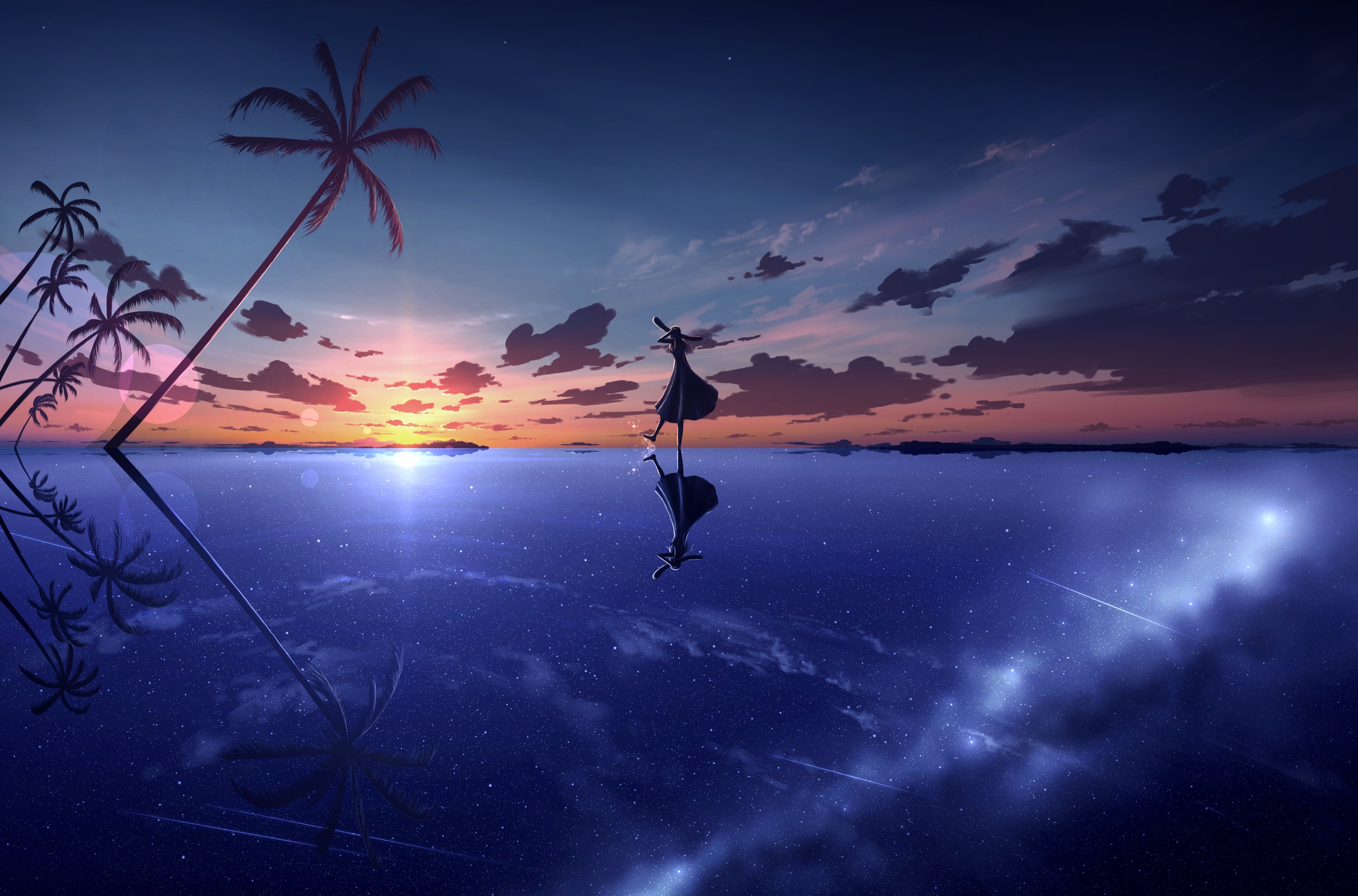 Tranquil Sunset by the Sea HD Anime Wallpaper by Nengoro(ネんごろぅ)