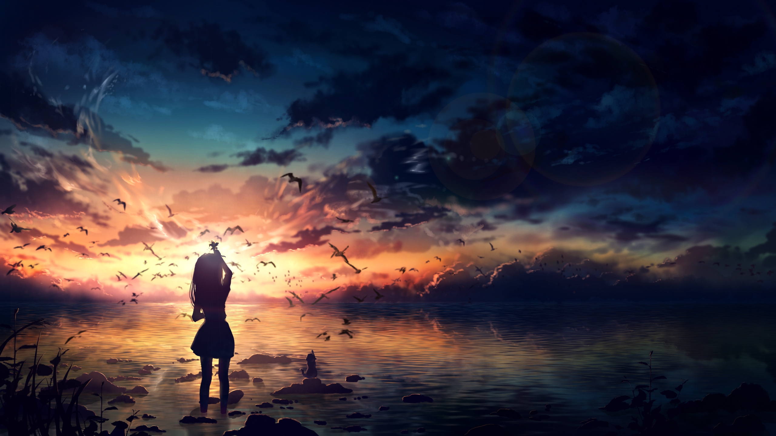 Anime Sunset Serenity: Stunning HD Wallpaper of Twilight Dreamscape