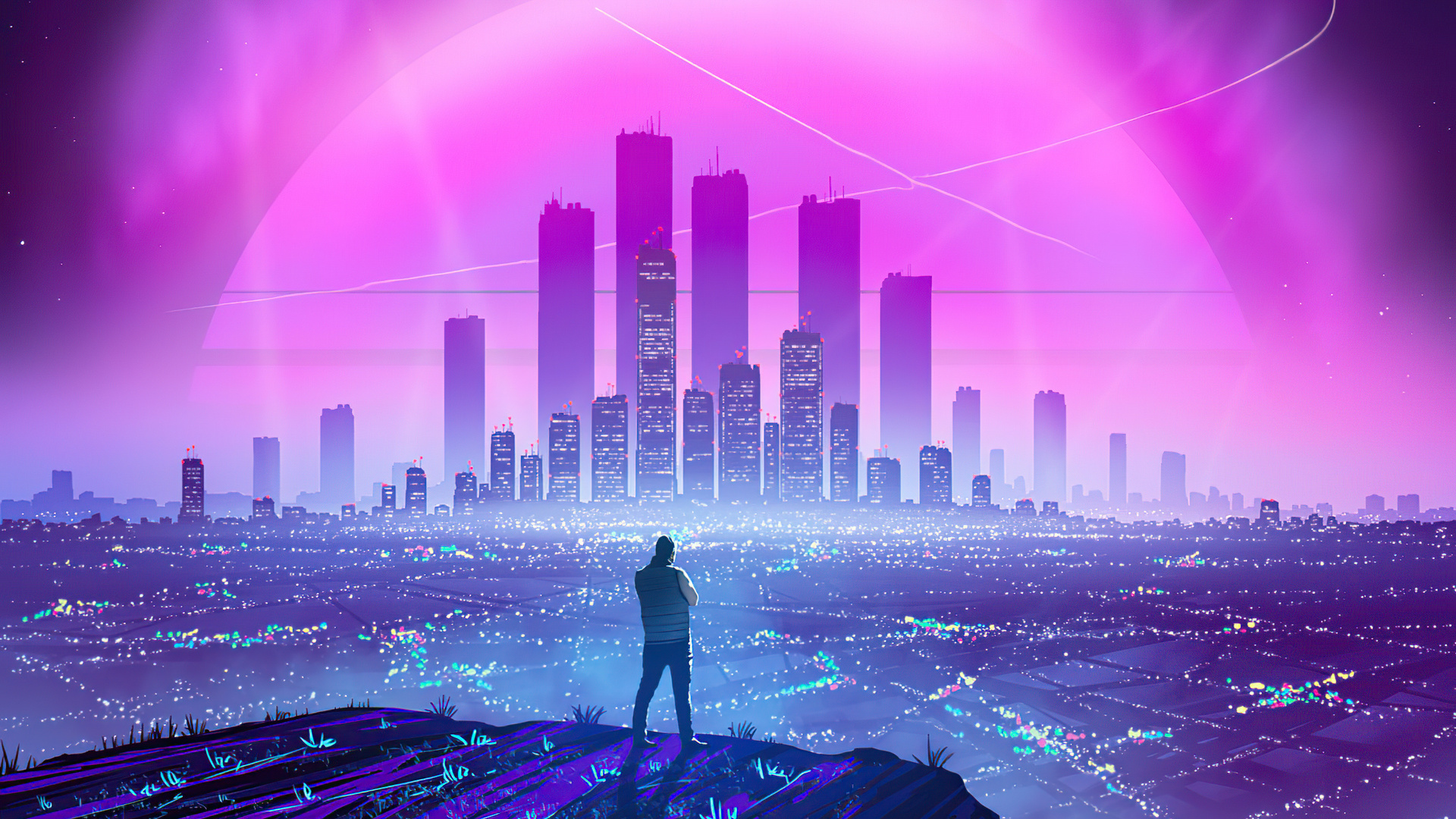 Black Lights Of City Synthwave 5k Laptop Full HD 1080P , HD 4k Wallpaper, Image, Background, Photos and Picture