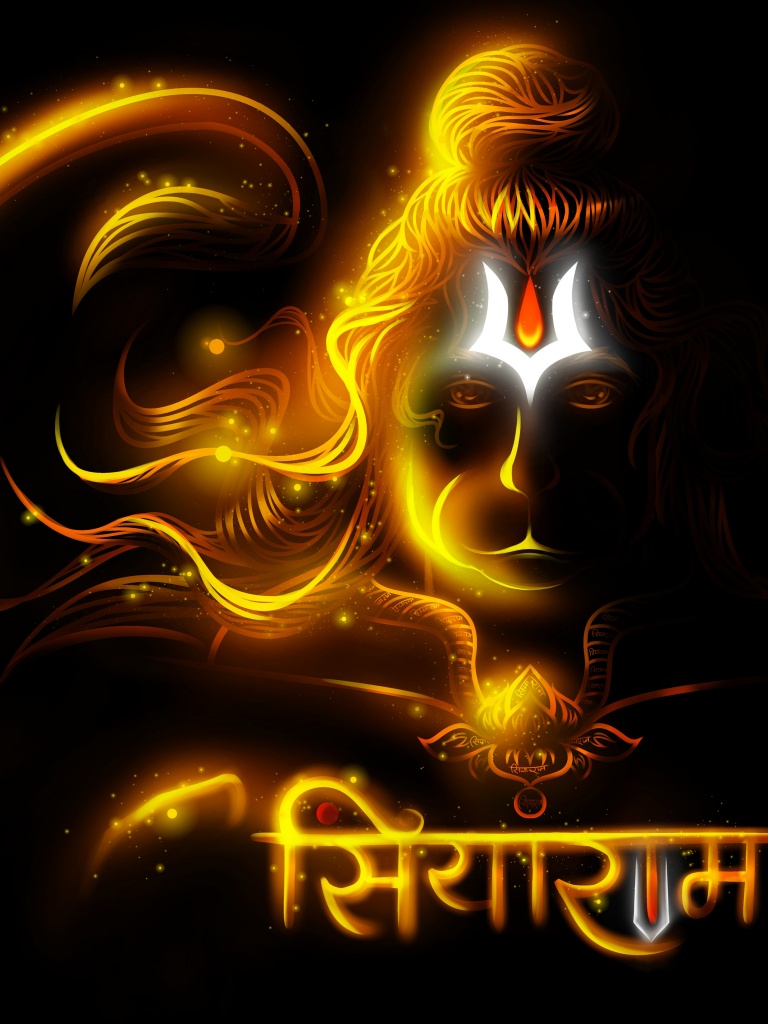 Anjaneya Wallpaper 4K, Jai Shri Ram, Glowing