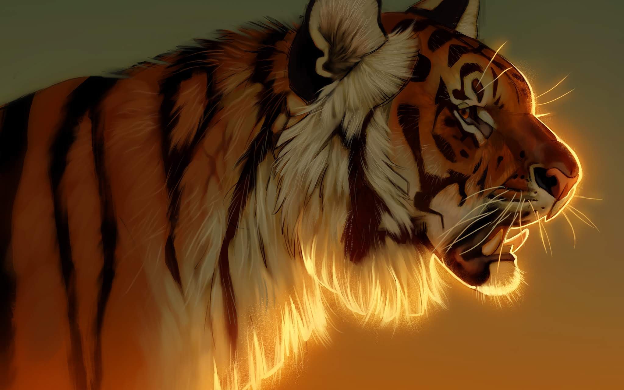 Fantasy Tiger Background Wallpaper