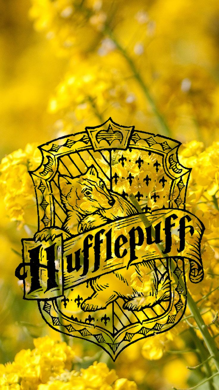 Hufflepuff Phone Background Wallpaper. Has Hufflepuff Symbol, Use Of House Color And Earth Element Represented By Flowers And Herbs