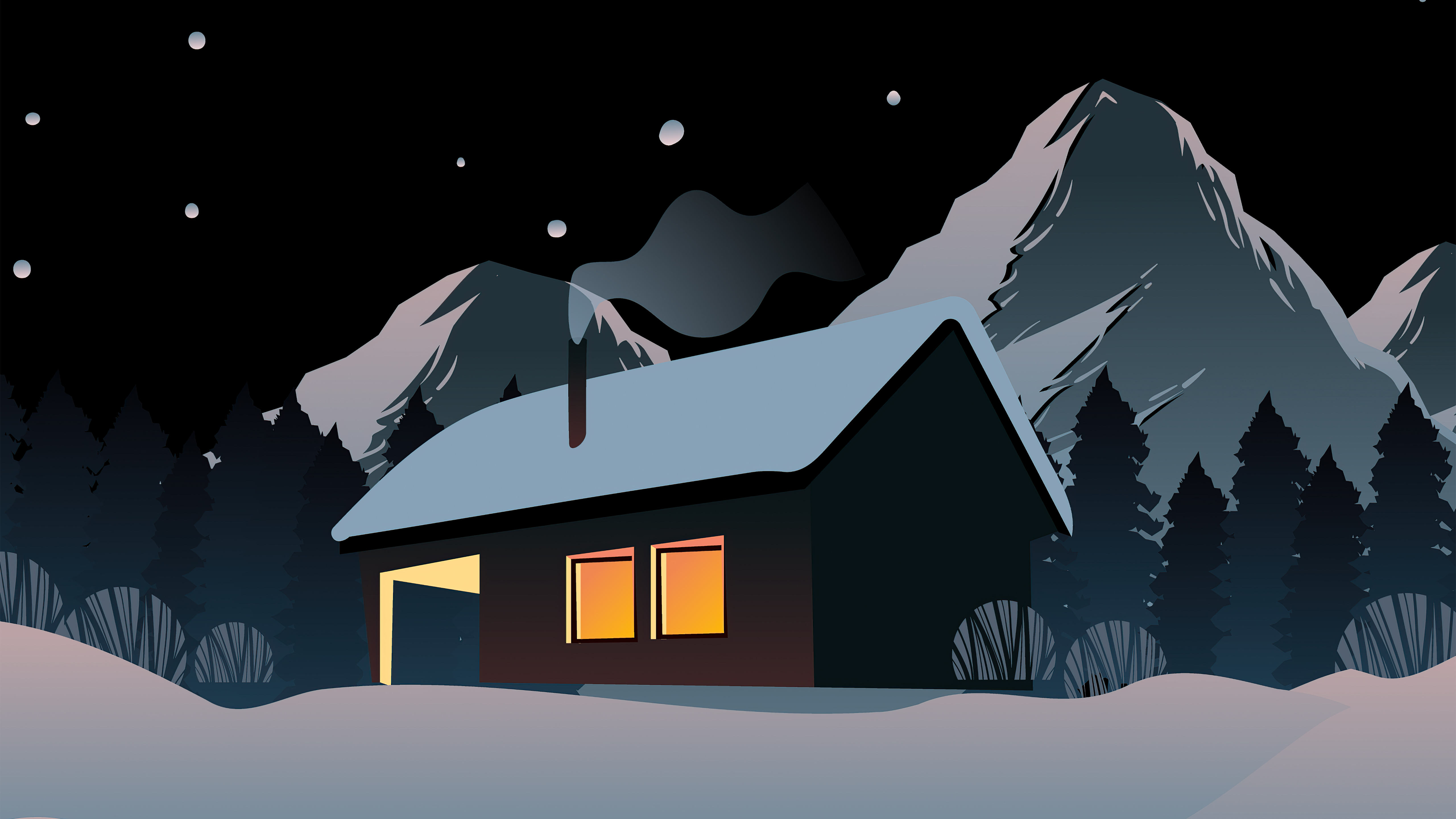 Snowy House In Mountains 5k Chromebook Pixel , HD 4k Wallpaper Image, Background, Photos and Picture