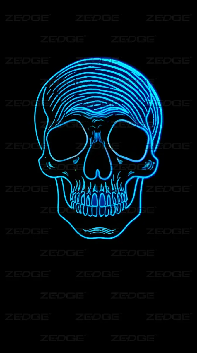 Neon Blue Skull wallpaper