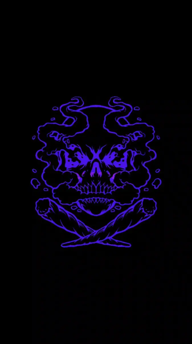 Neon Purple Blue Skull Wallpaper