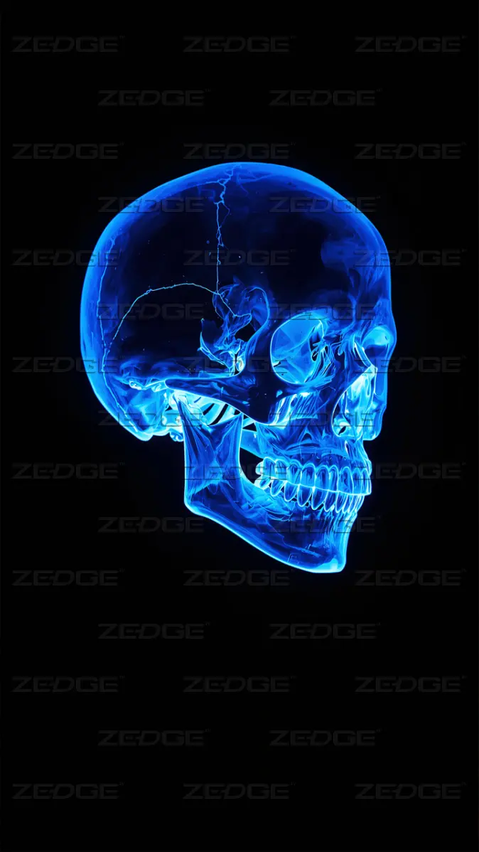 Blue Neon Skull Wallpaper wallpaper by Dark Skull By Mazaa