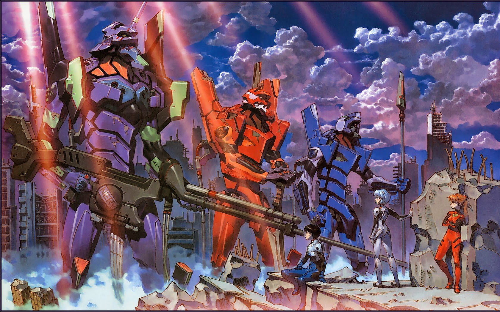 anime, Neon Genesis Evangelion, EVA Unit 02, EVA Unit 00, EVA Unit 01 HD Wallpaper / Desktop and Mobile Image & Photo