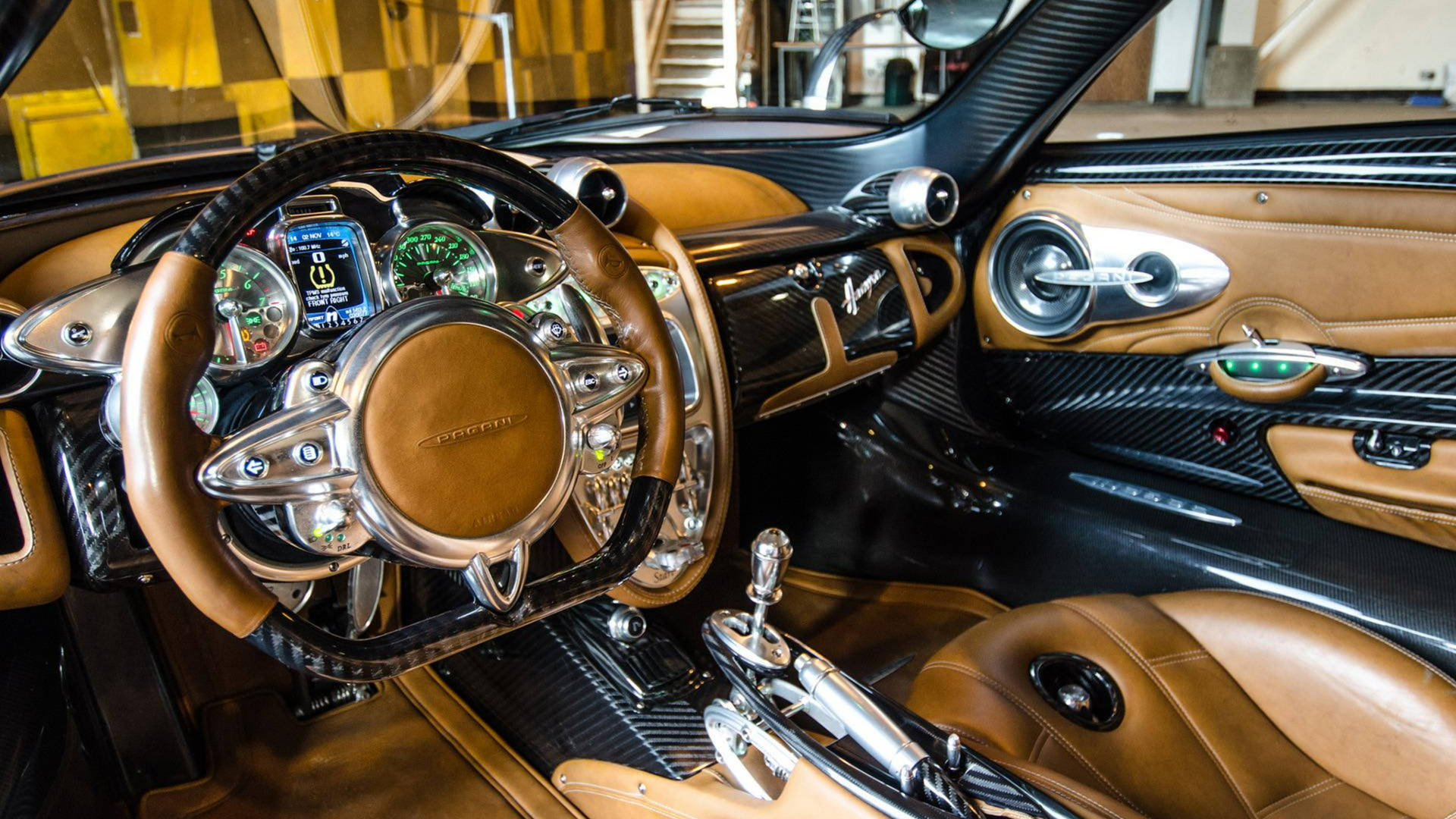 Download Pagani Huayra Brown Black Interior Wallpaper