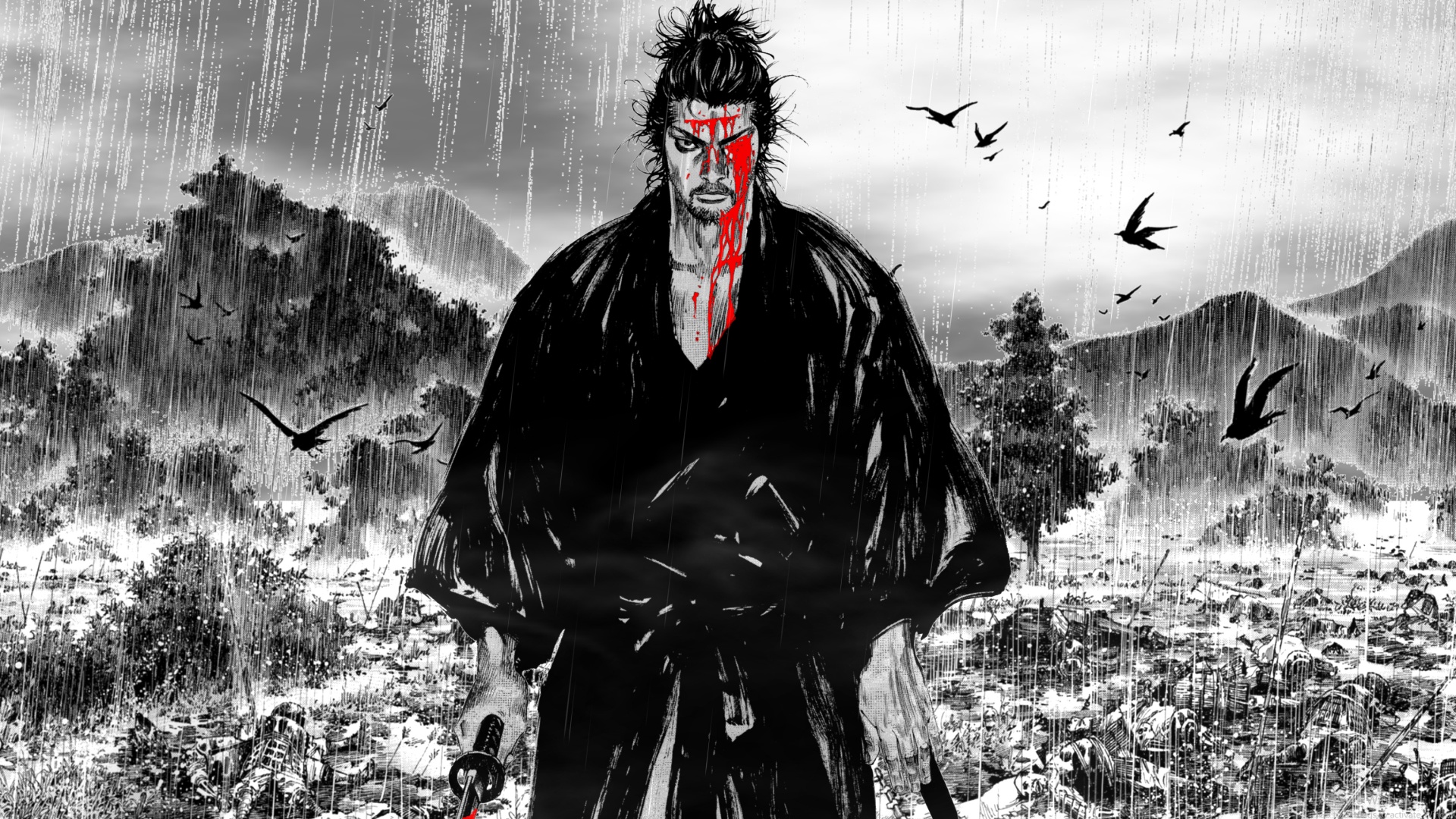 Vagabond Wallpaper 4K, Miyamoto Musashi, Artwork