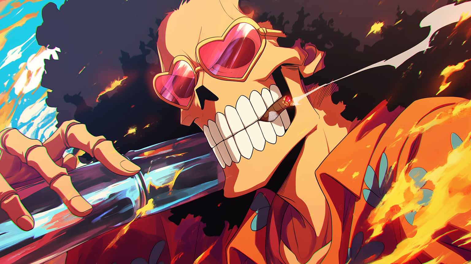 Free One Piece Brook with Sunglasses Desktop Wallpaper in 4K