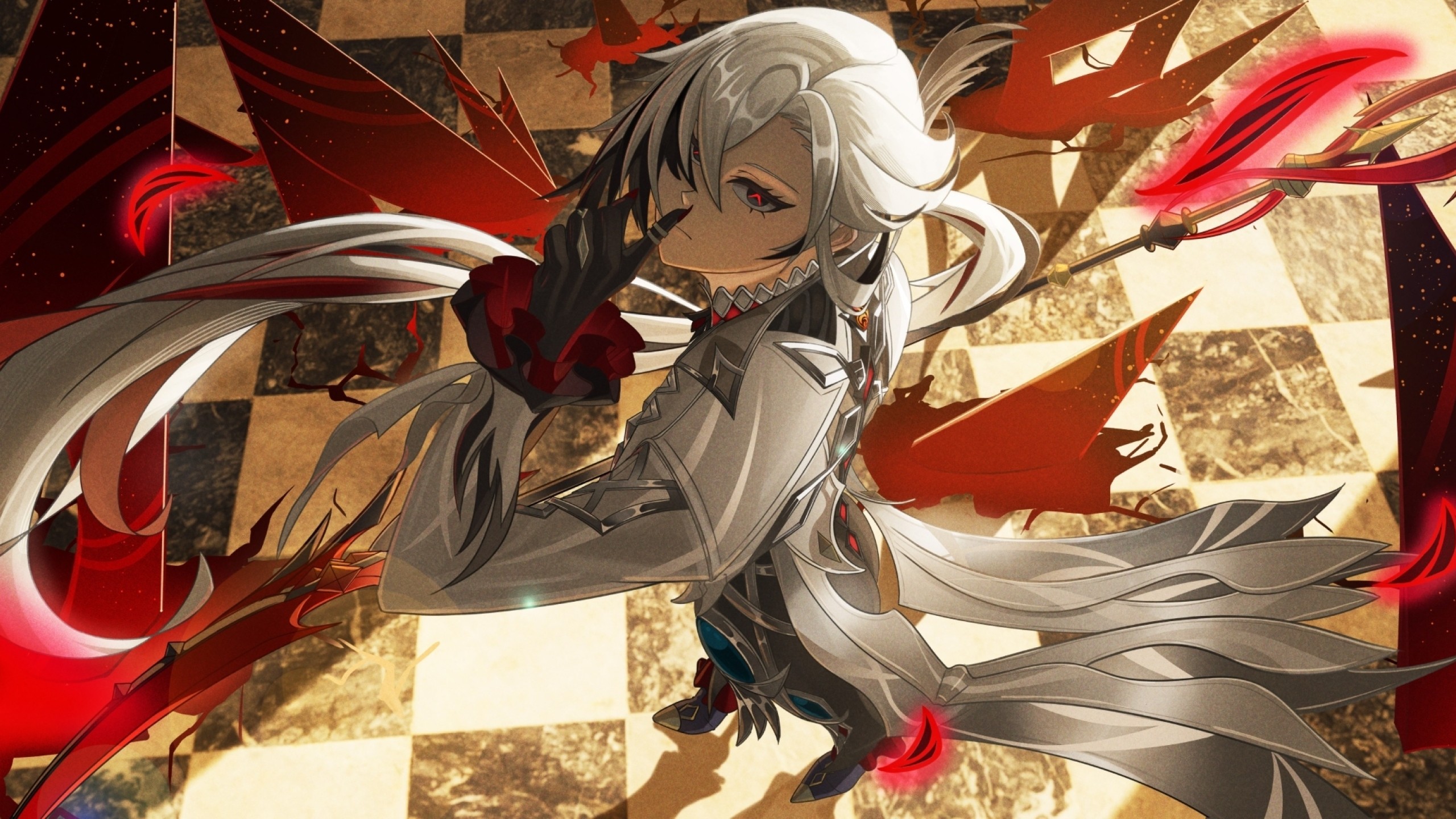 Red Eyes Arlecchino Digital Art HD Genshin Impact Wallpaper