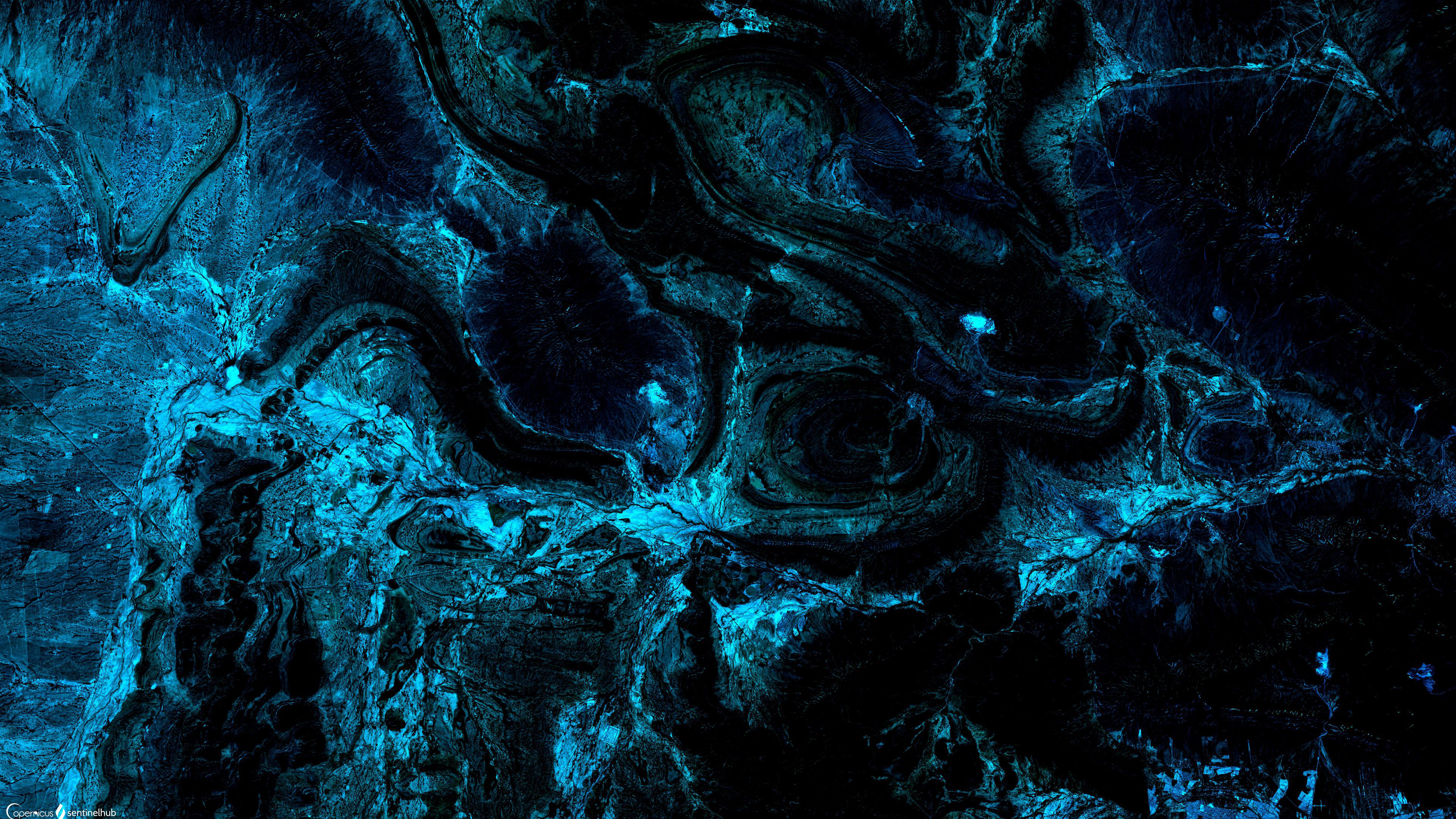 Blue Black Liquid Painting 4K HD Abstract Wallpaper
