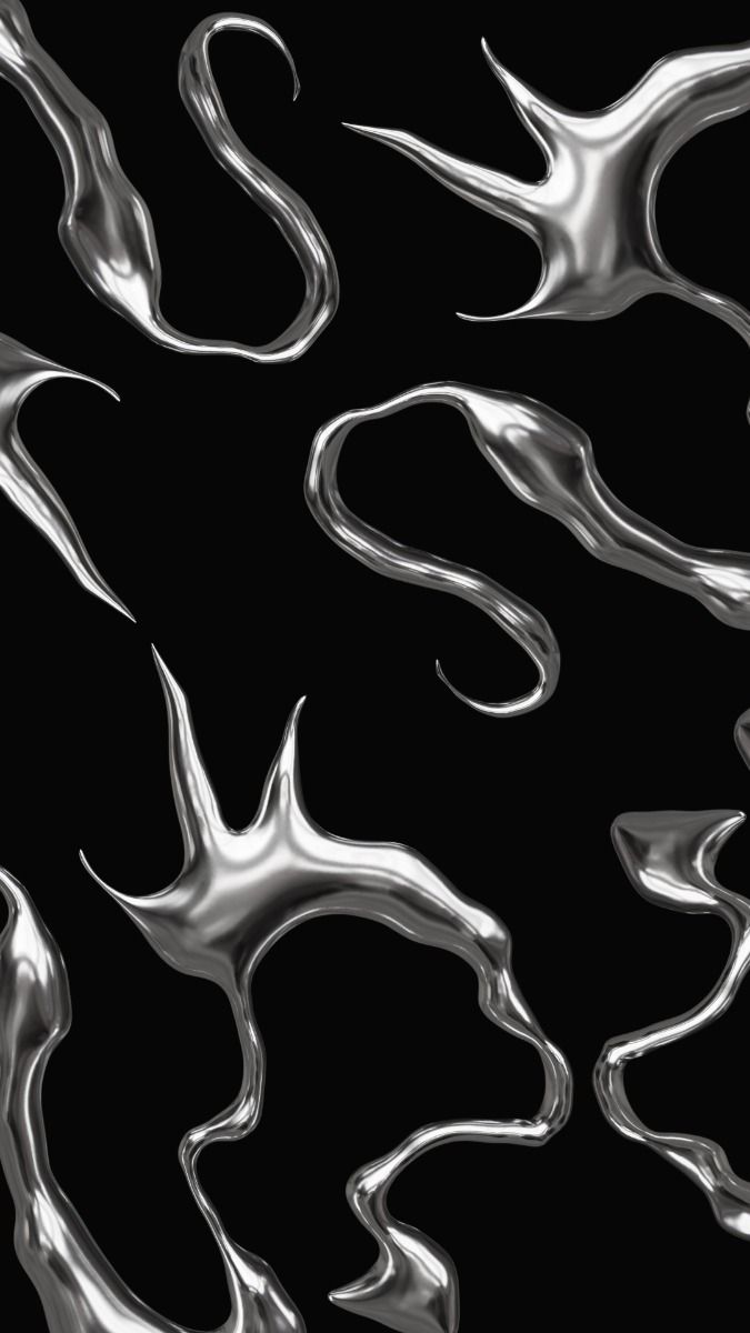 3D liquid metal abstract shape, chrome abstract shape on black background