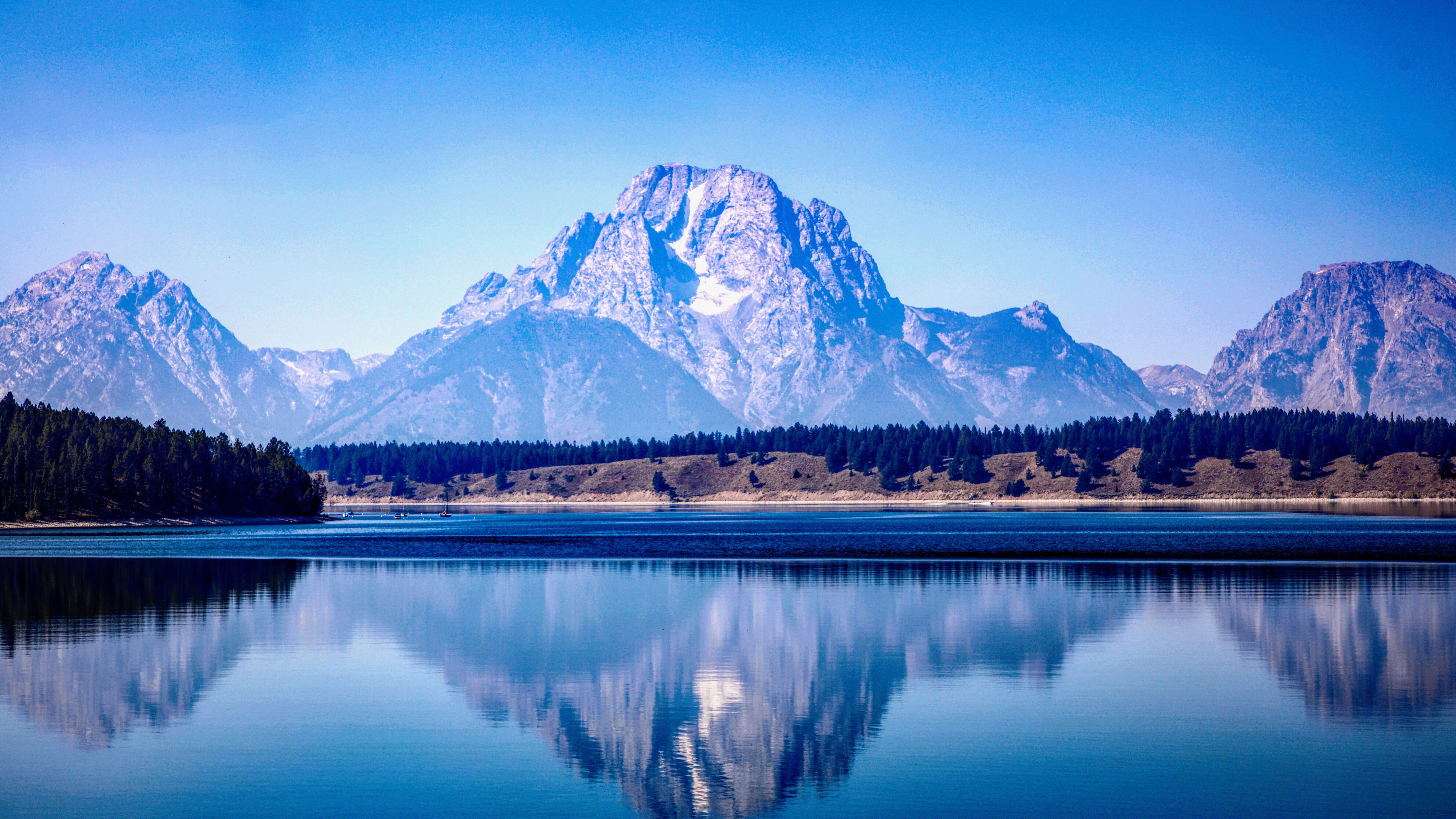 View of a mountain peak near a lake Desktop wallpaper 640x960