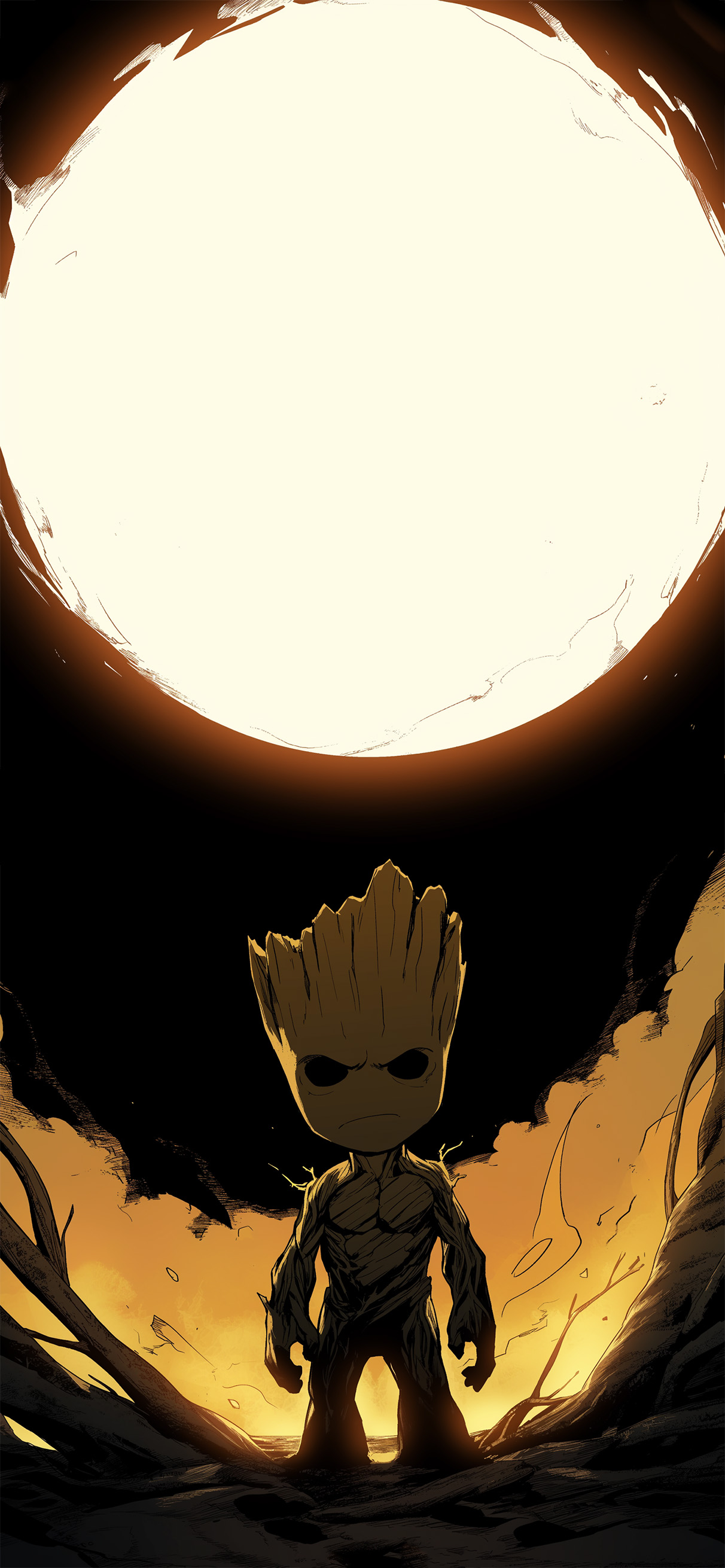 Groot Fiery Guardian Time Zone Wallpaper iPhone HD