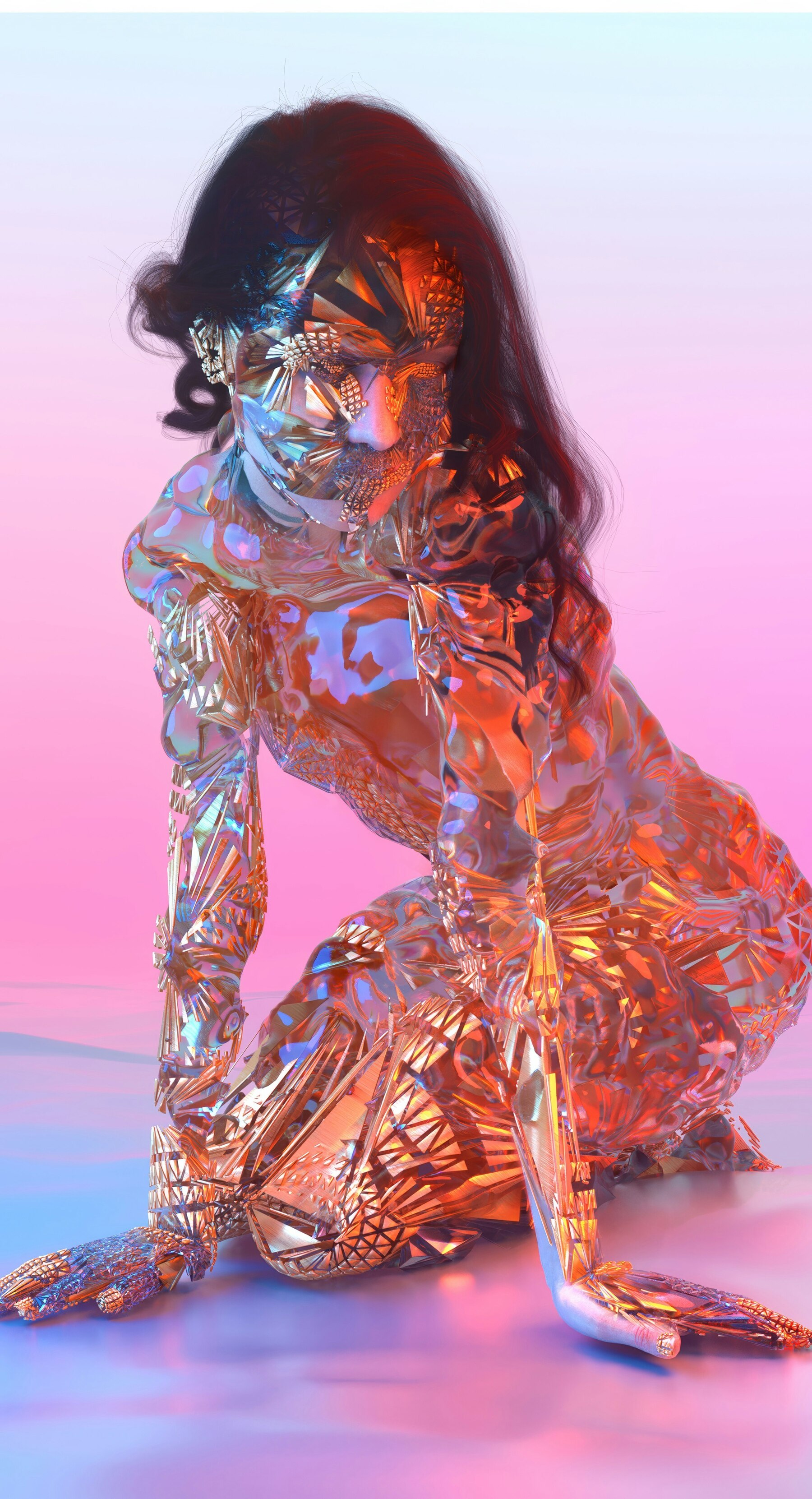 MKBHD Panels App Free Woman Pixelated Gradient Long Brown Hair