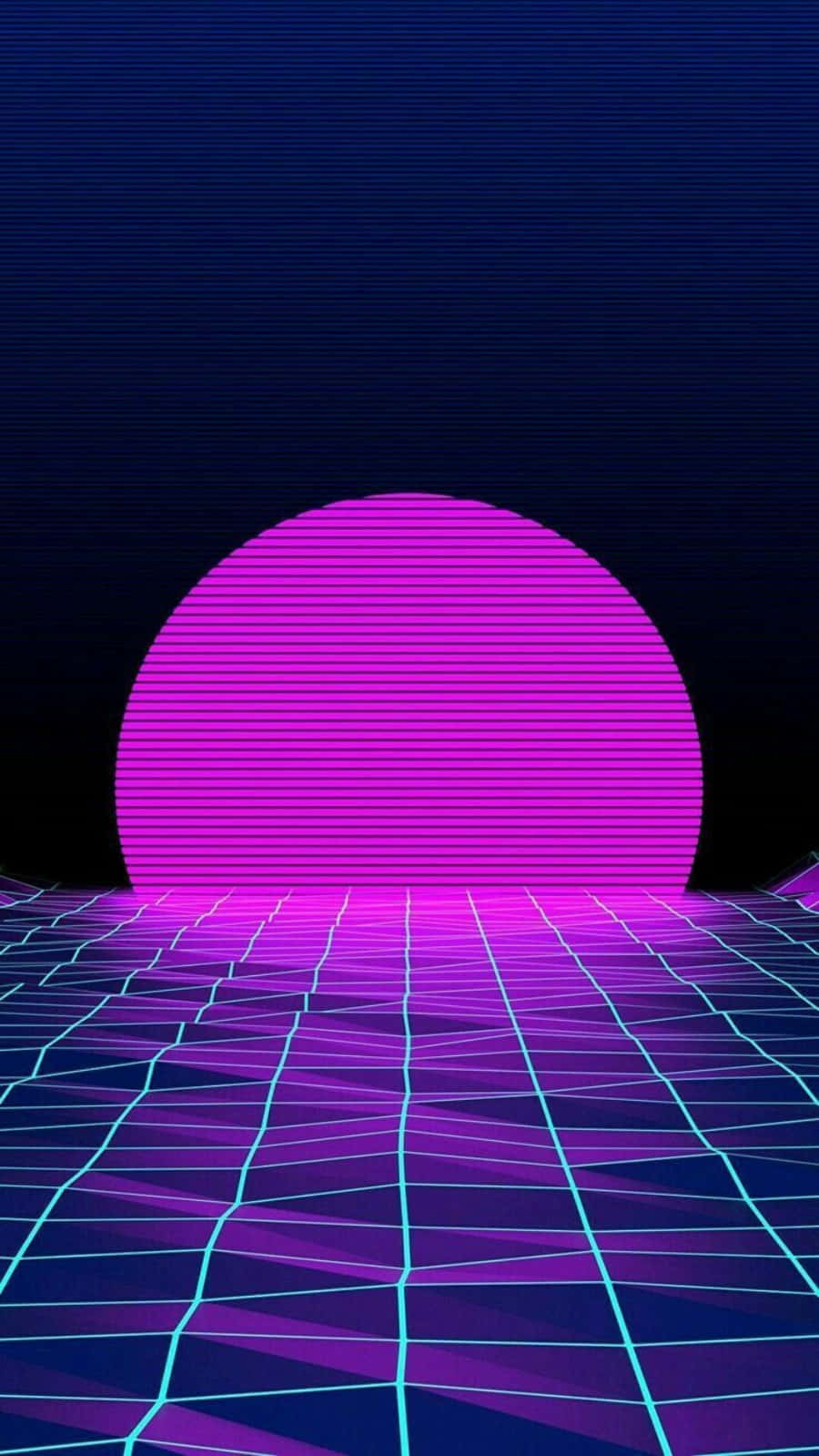 Download 80s Vaporwave Neon Pink Retro Sun Wallpaper