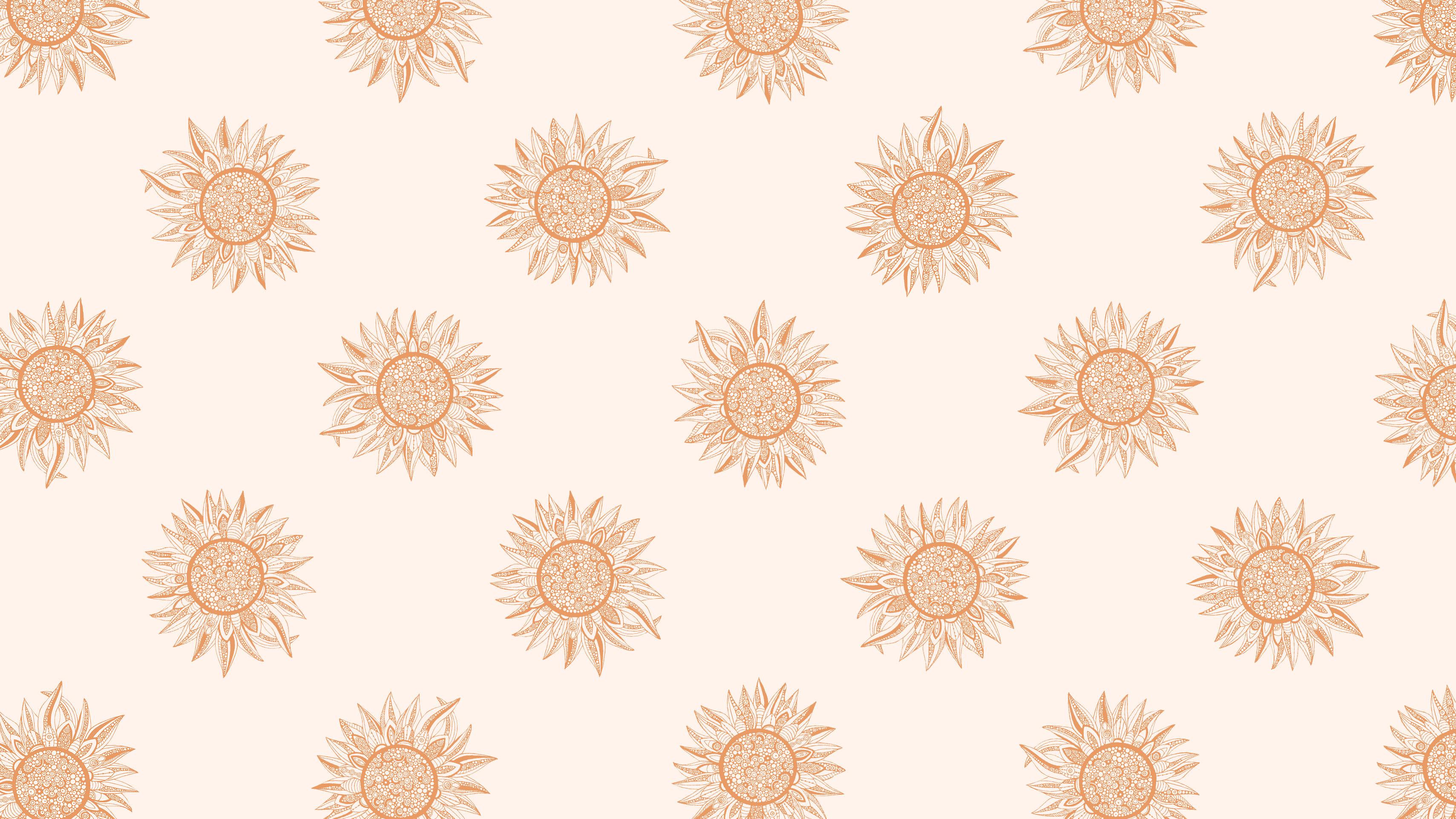 Plain peach Minimalistic Flowers Background [3418 x 1923]