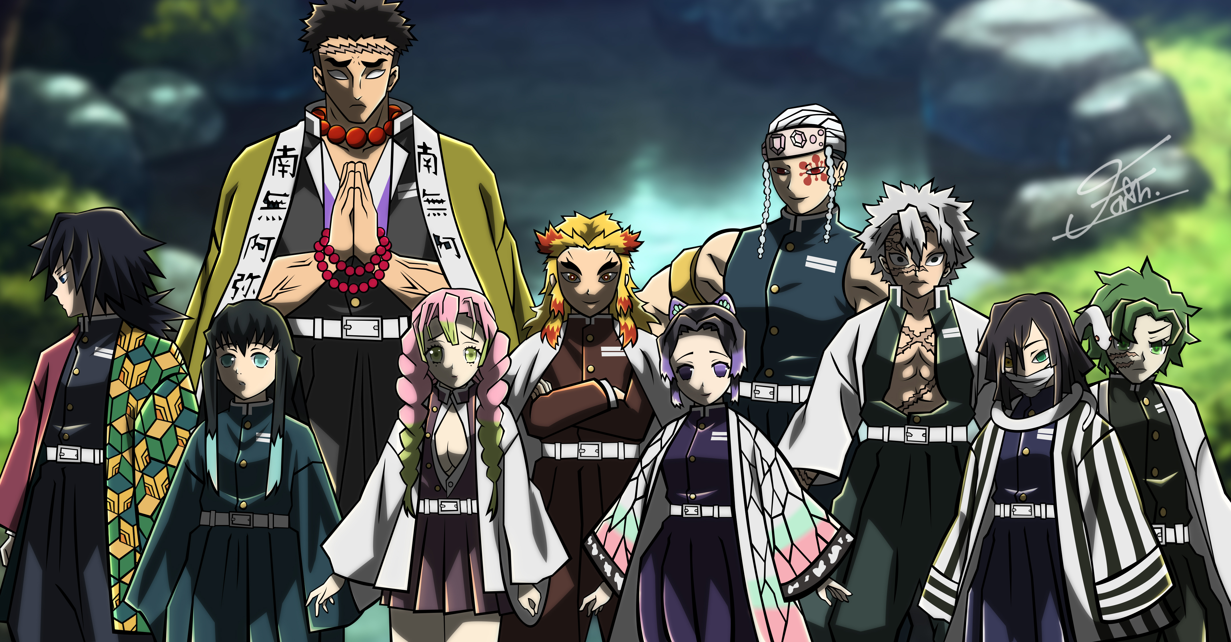 Phone wallpaper: Obanai Iguro, Mitsuri Kanroji, Kyojuro Rengoku, Gyomei Himejima, Tengen Uzui, Kimetsu No Yaiba, Sanemi Shinazugawa, Shinobu Kochou, Anime, Demon Slayer: Kimetsu No Yaiba, Giyuu Tomioka, Muichiro Tokito 982504