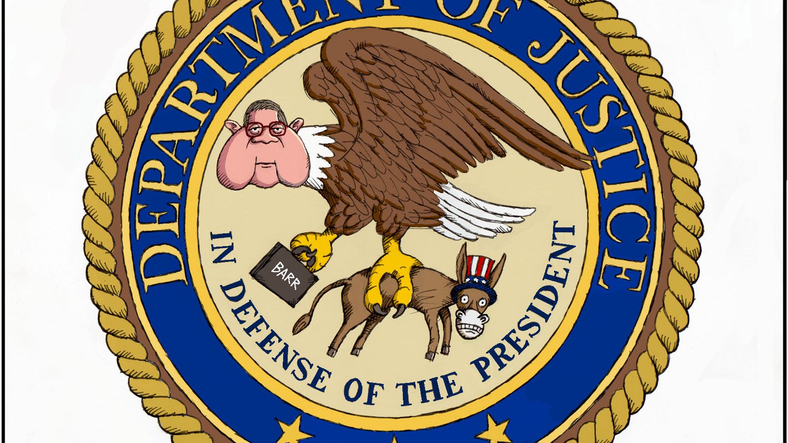 Political Cartoon U.S. Department of Justice Seal