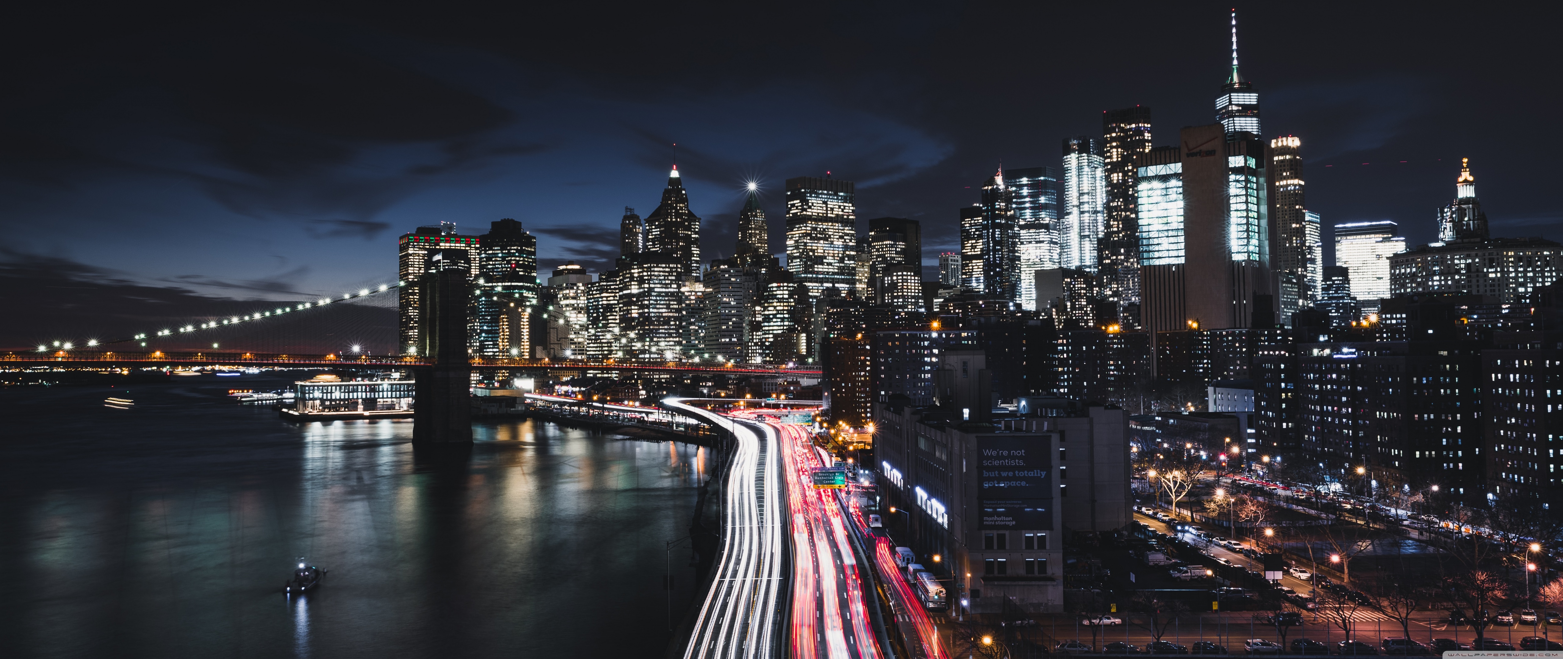 Manhattan, New York City, Night 4K UHD Wallpaper for UltraHD Desktop and TV, Widescreen and UltraWide Display, Smartphone and Tablet Devices