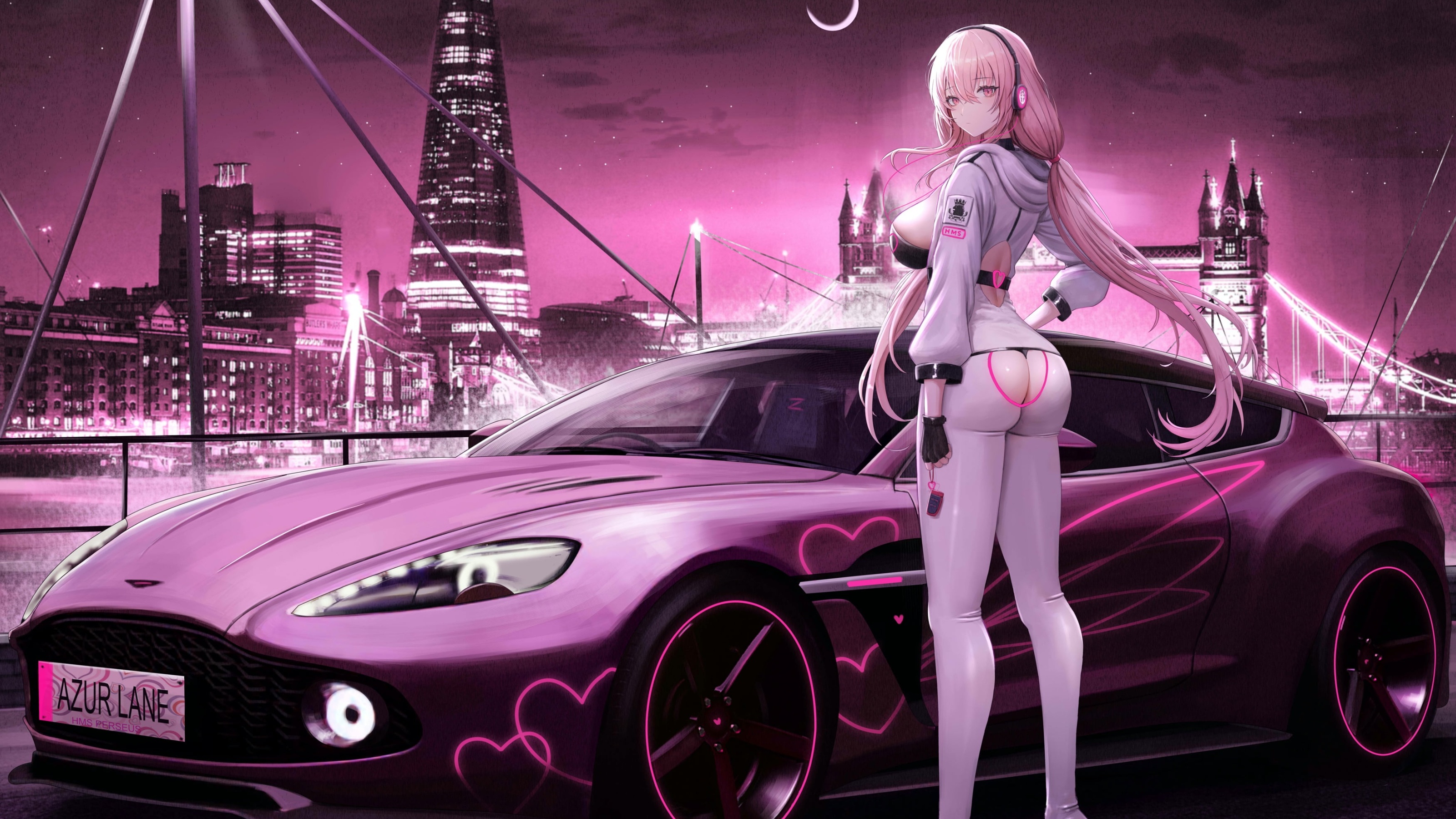 Wallpaper car, girl, anime, girl, car, anime, anime girl, anime girl for mobile and desktop, section сёнэн, resolution 3200x1800
