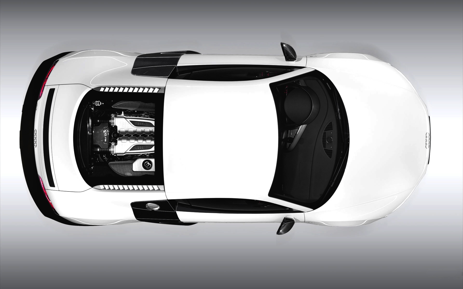 Wallpaper Audi, White, The view from the top, V10, Coupe, Sports car for mobile and desktop, section машины, resolution 1920x1200