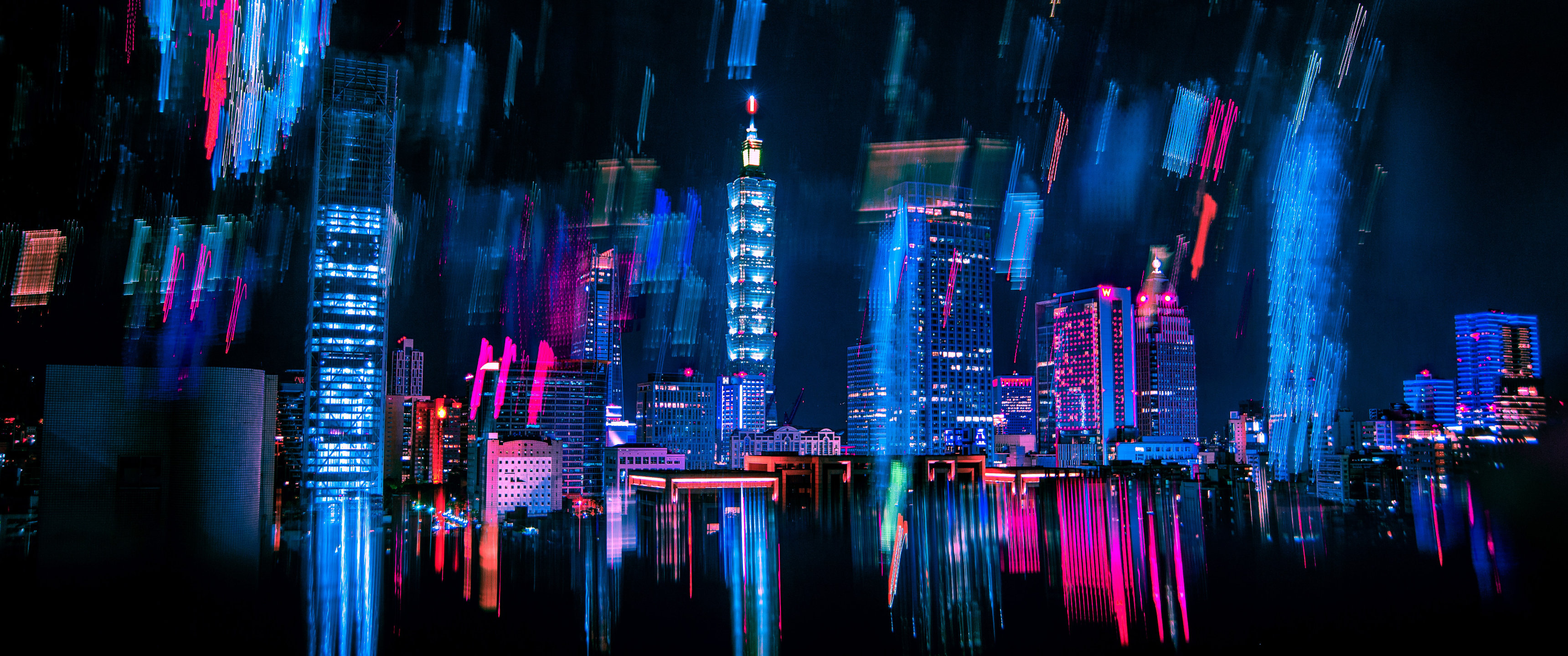 Neon City 21:9 Wallpaper. Ultrawide Monitor 21:9 Wallpaper
