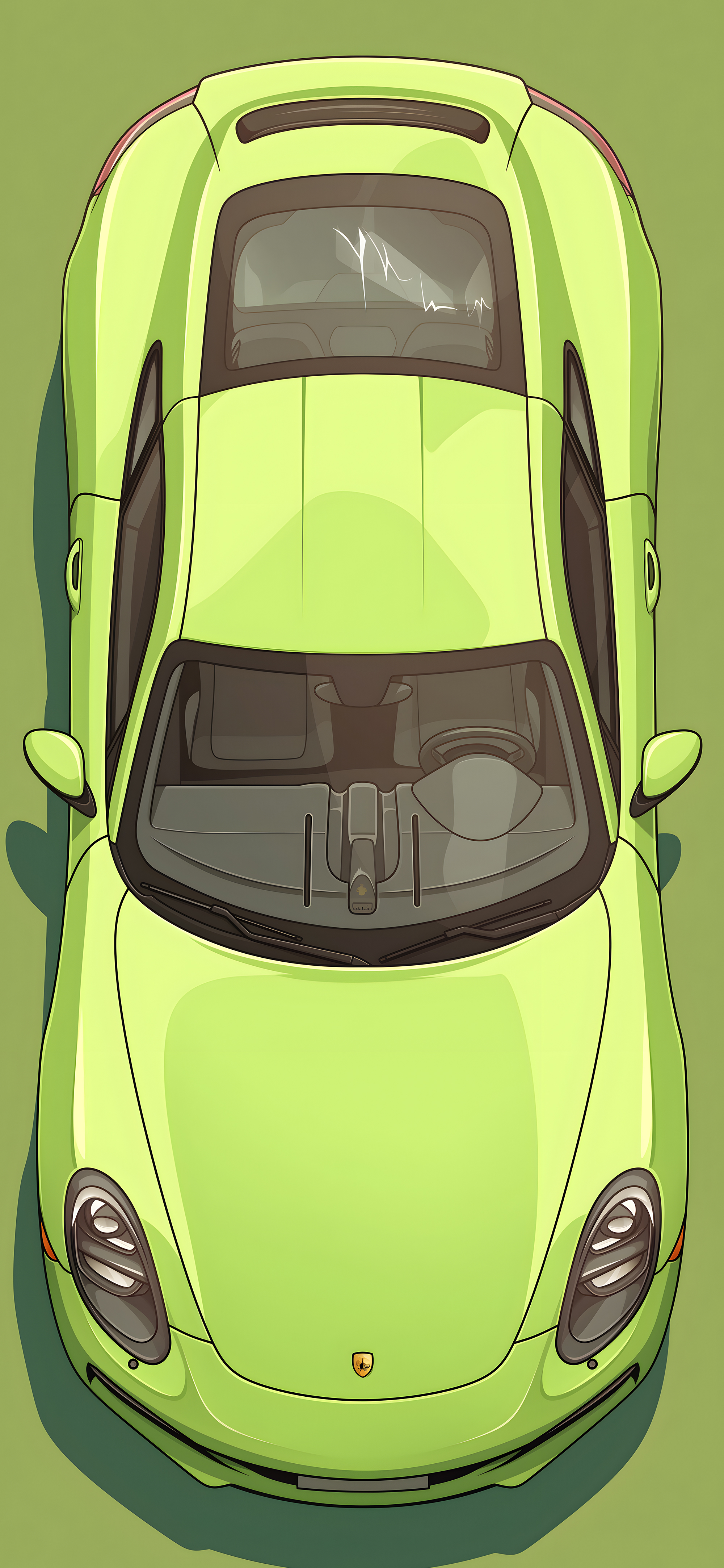 Green Porsche: Top View Wallpaper