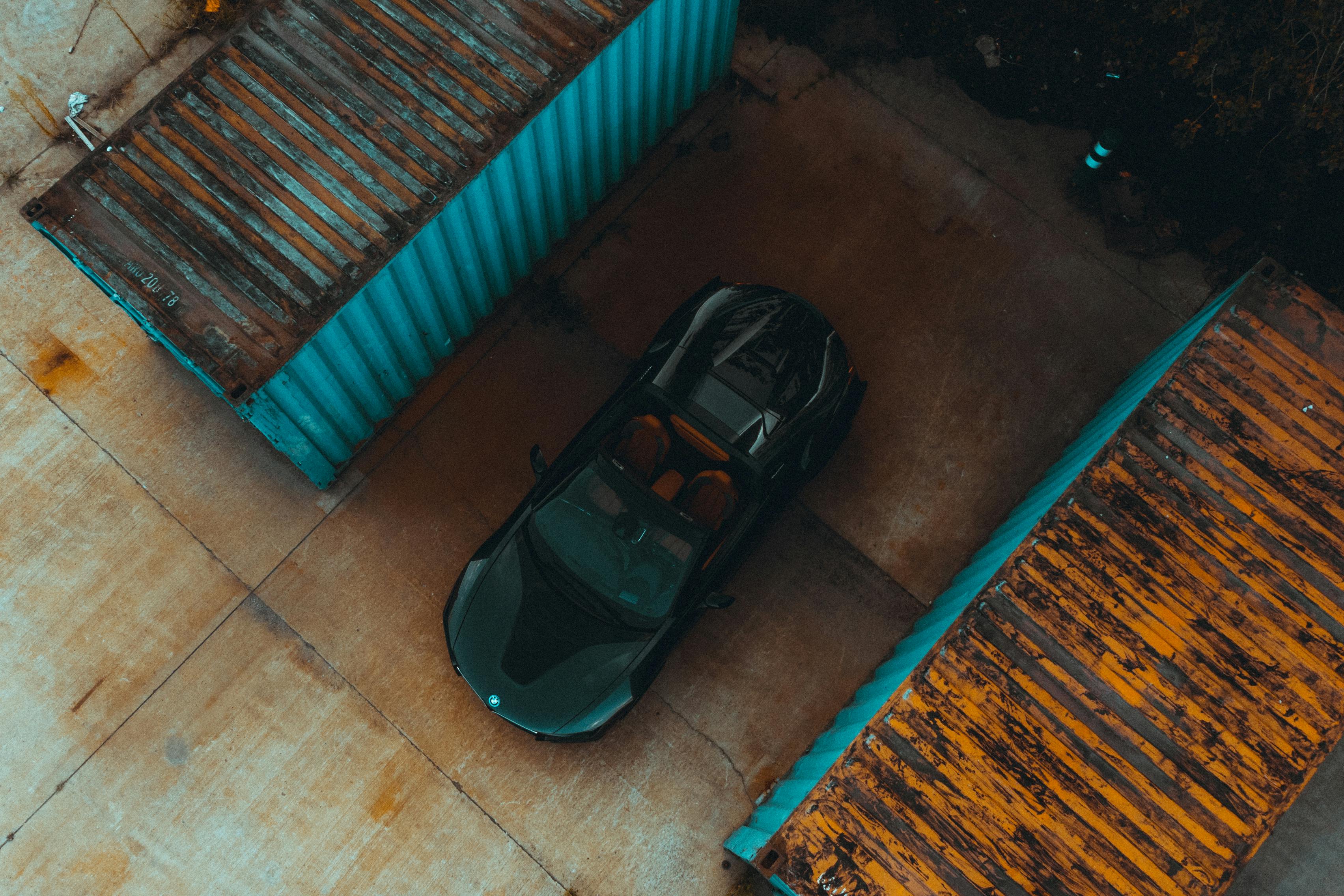Top View of Top Down Black Car · Free