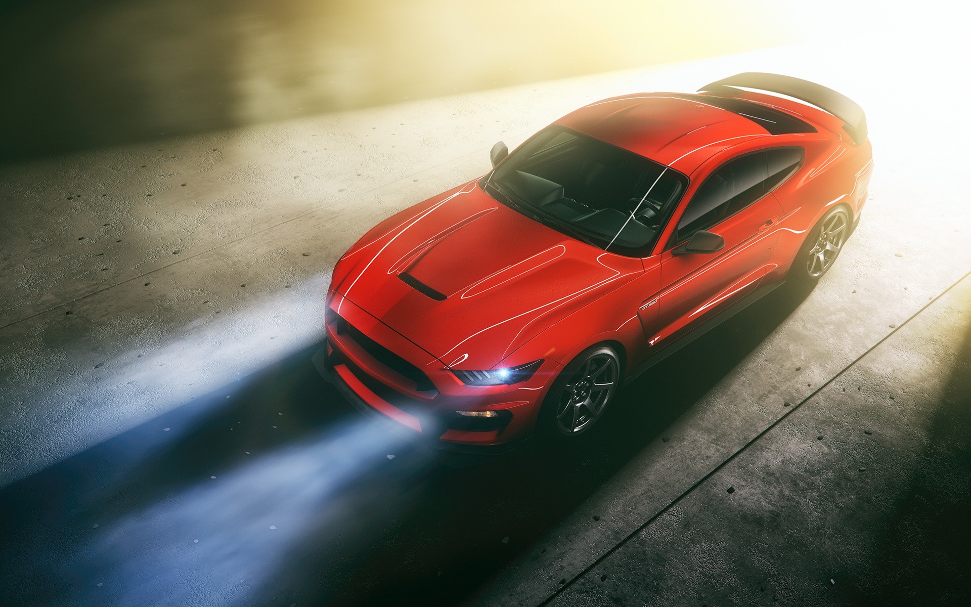 Wallpaper Ford Mustang red car top view, headlight 1920x1200 Picture, Image