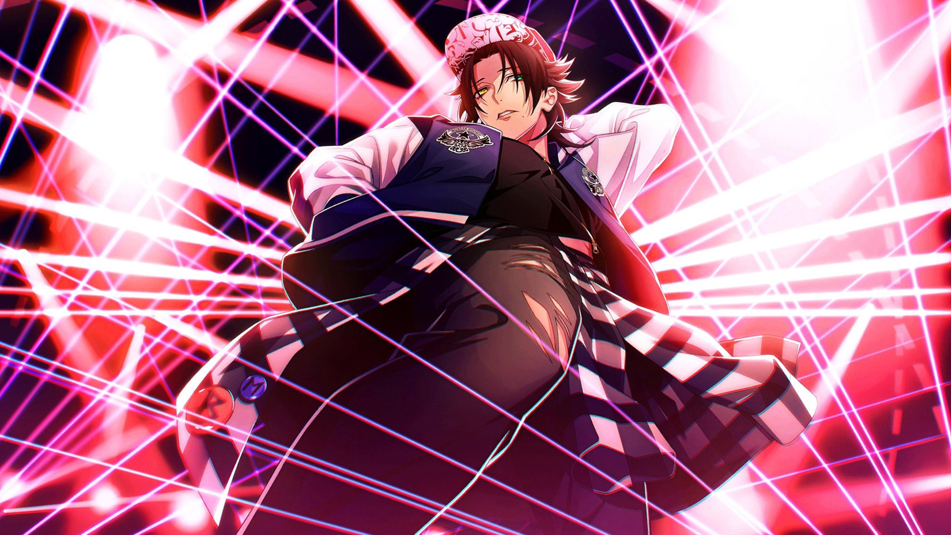 Hypnosis Mic Pink Cap Jiro Yamada Lights Background HD Anime Boy Wallpaper