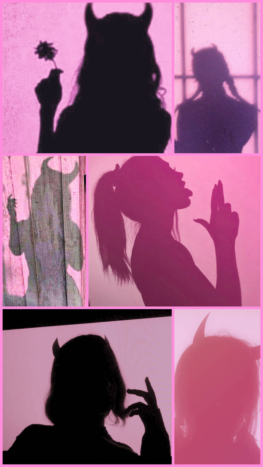 Download A Collage Of Shadows Of A Woman With Horns Wallpaper