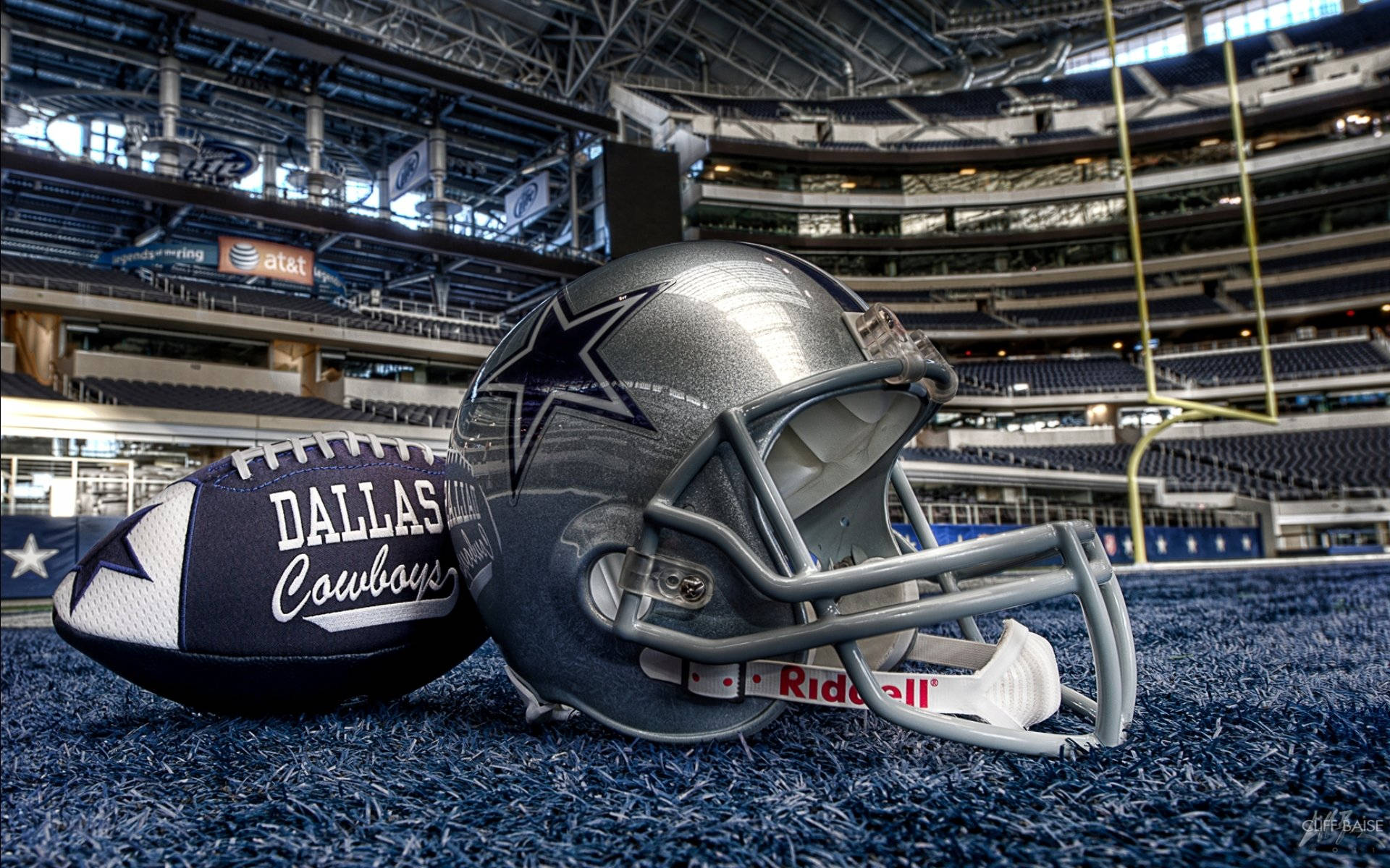 Download Dallas Cowboys Helmet And Ball Wallpaper