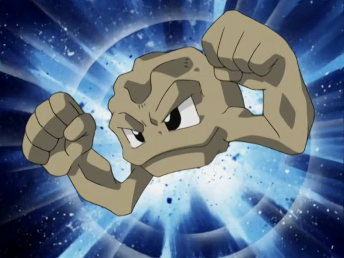 Download Geodude With Starry Blue Background Wallpaper