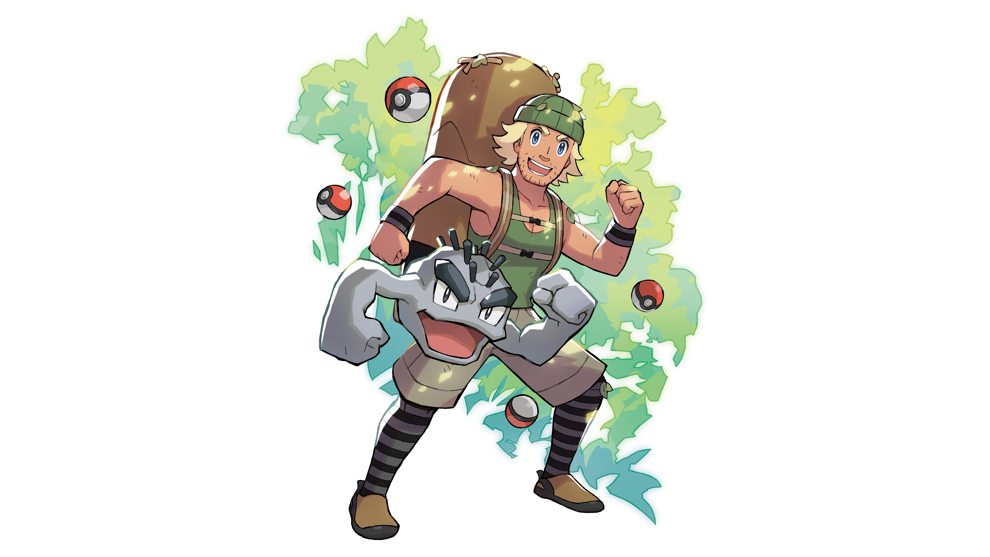 Pokémon Trainers: Hiker and Geodude Wallpaper with Monocle