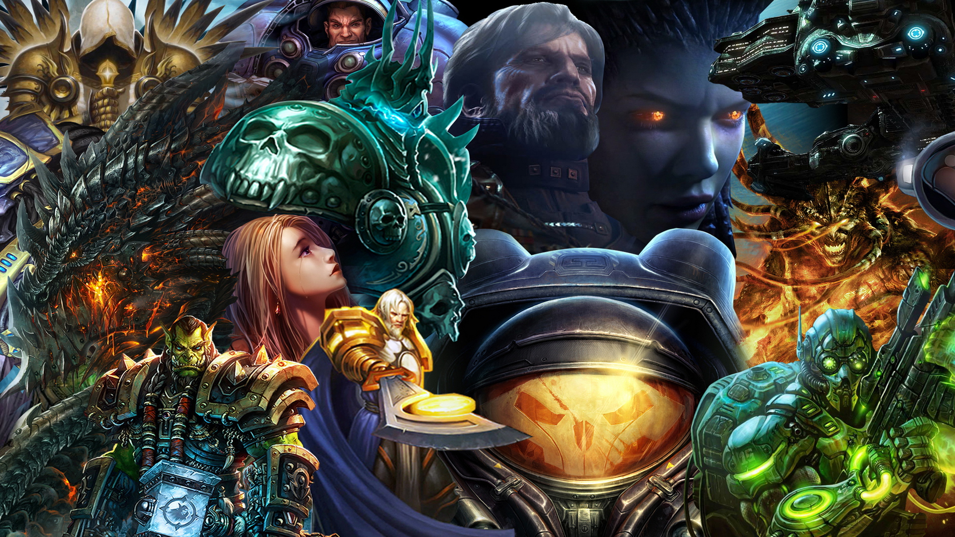 Epic Blizzard HD Wallpaper: Starcraft, WoW & Diablo Collage
