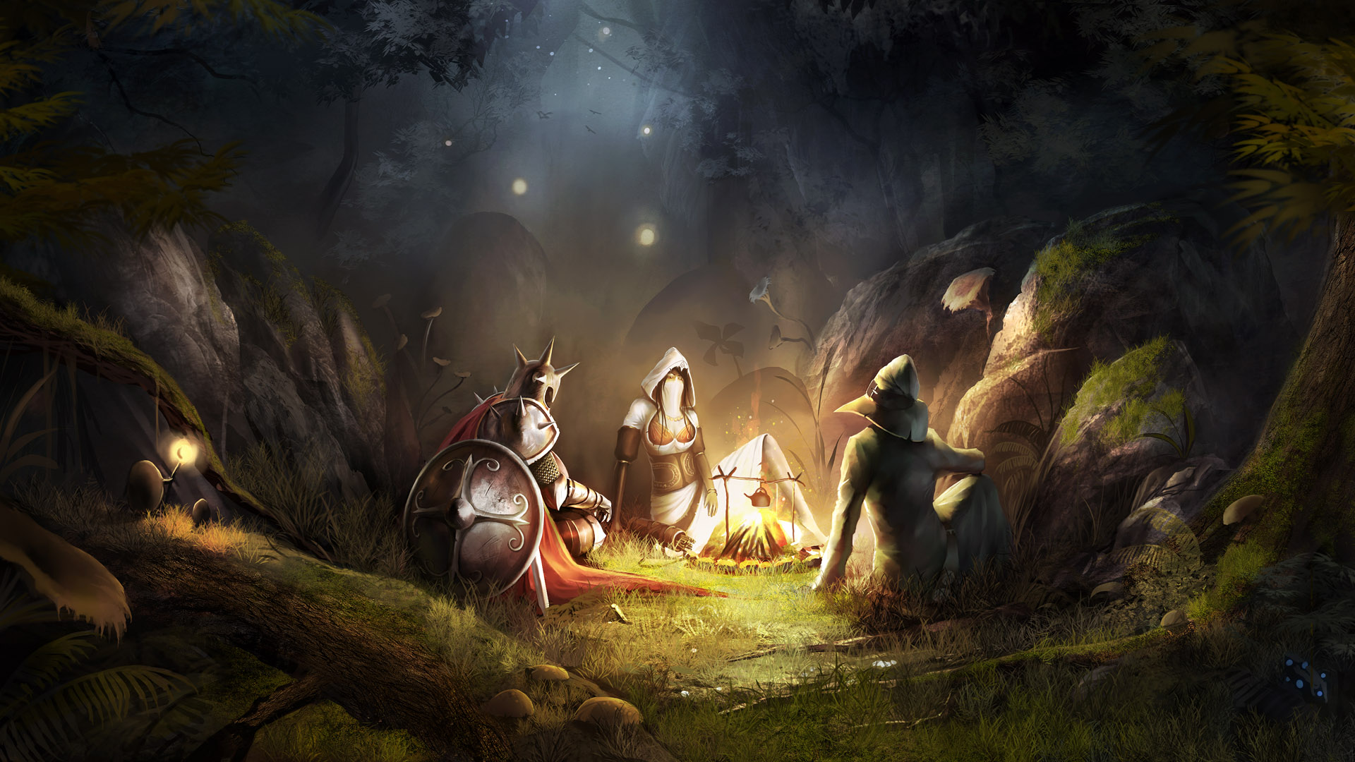fantasy, Video, Games, Forest, Fire, Armor, Trine, Artwork, Warriors, Dungeons, And, Dragons, Soft, Shading Wallpaper HD / Desktop and Mobile Background
