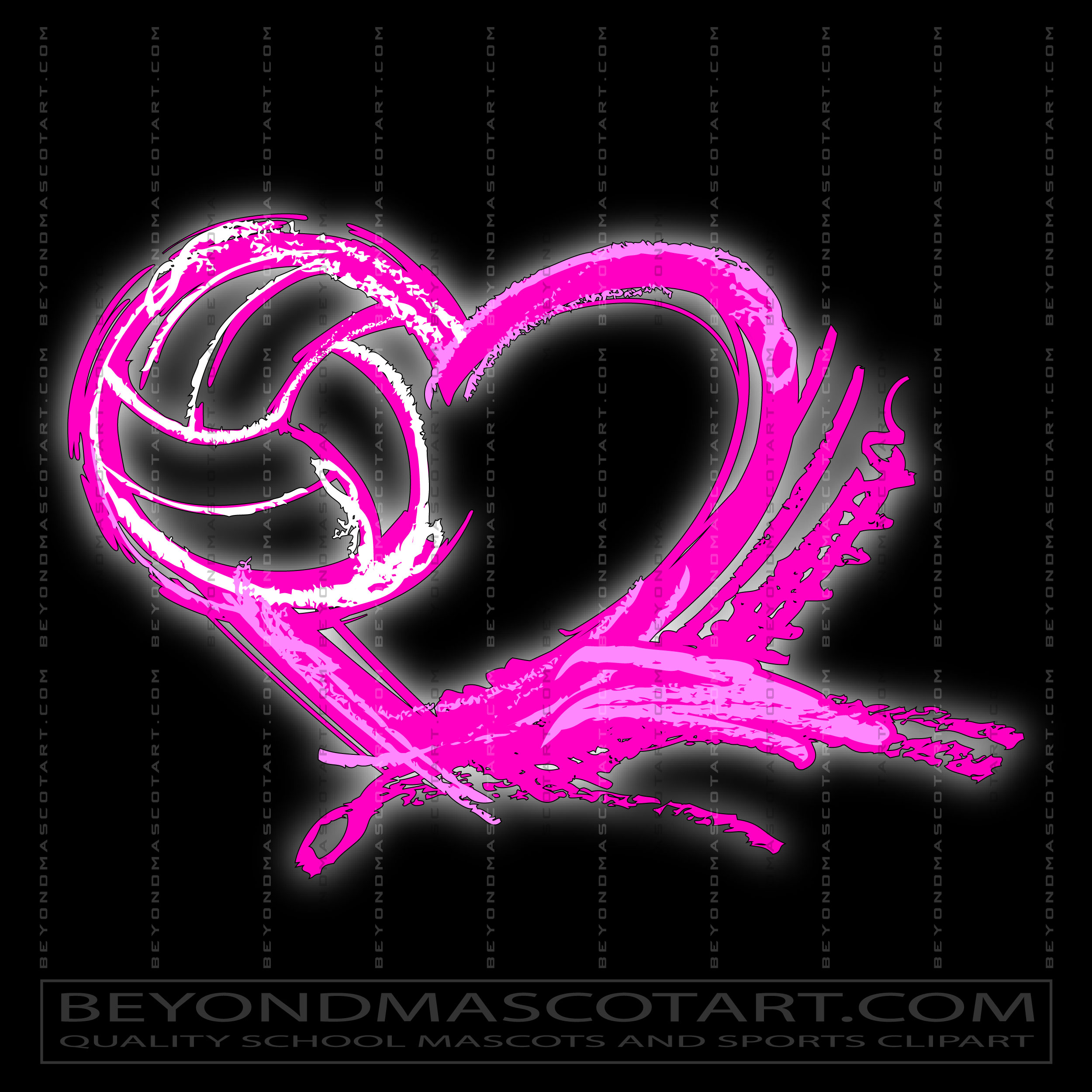 Volleyball Heart Design. Vector Format. AI EPS JPG PNG