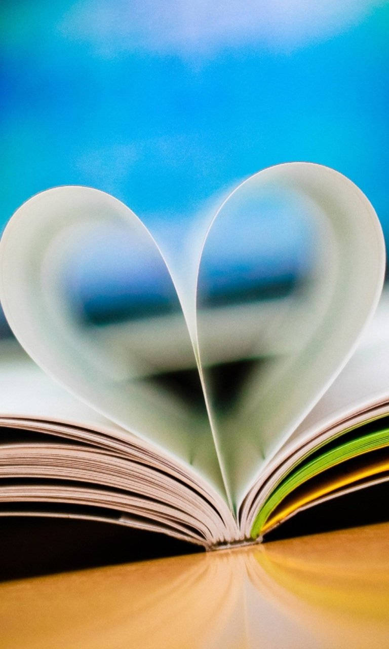 Download Heart Shaped Book Pages Love Phone Wallpaper