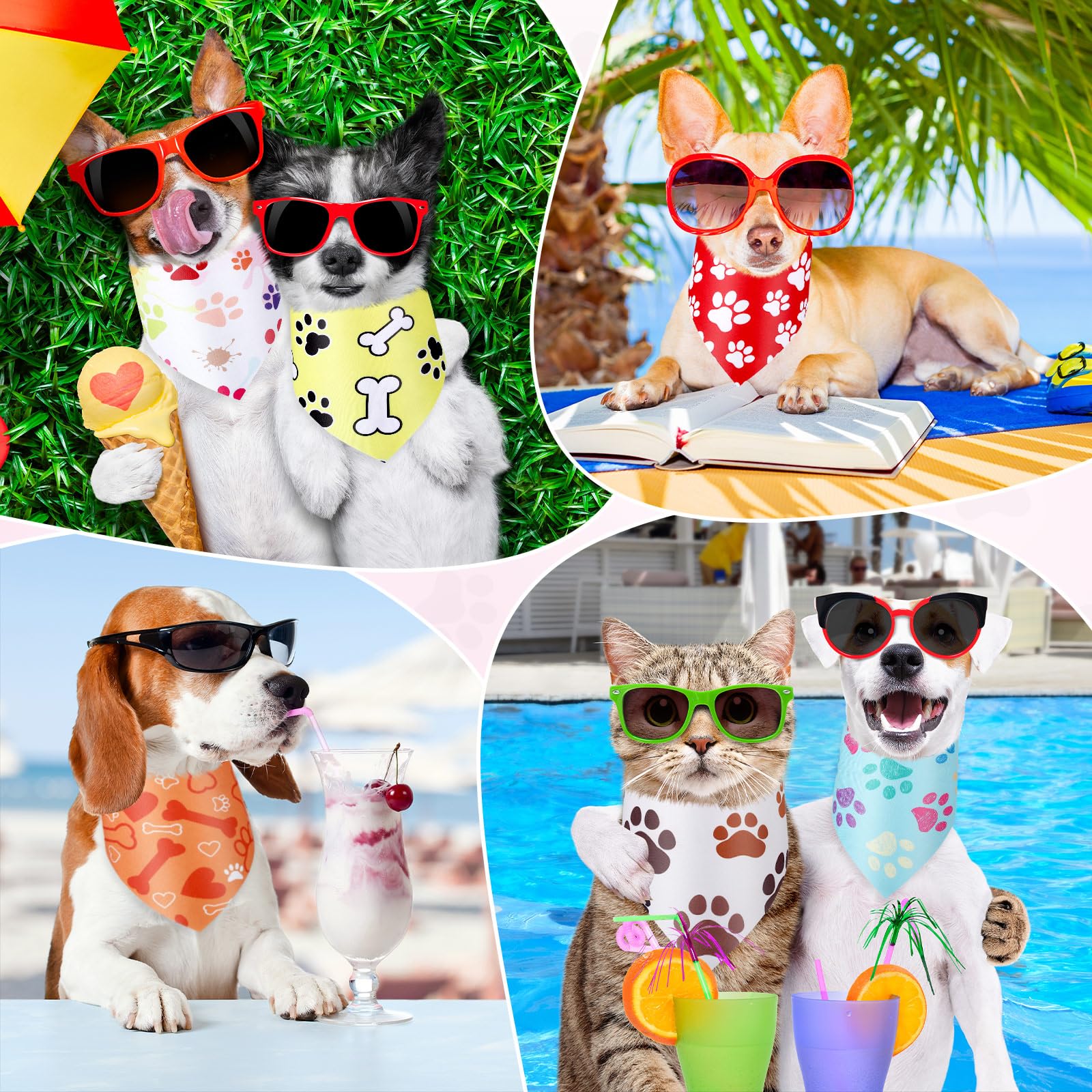 Amazon.com, Abbylike 50 Pcs Paw Print Dog Bandanas Bulk Soft Triangle Scarves for Pets Party Costume Doggie Walking Photo Props Bibs for Pets Shops Adoption Events Halloween Party Gifts31.5 x 21.7