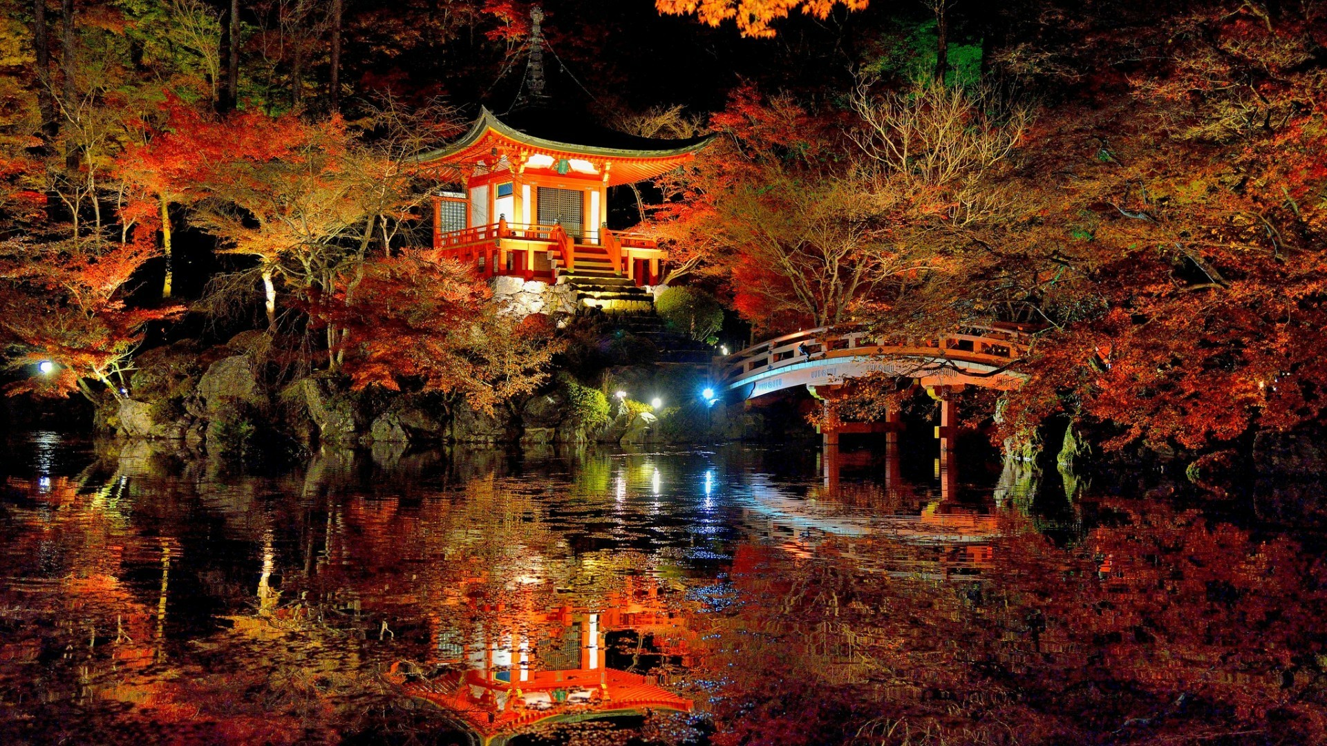 Autumn Night Over Daigo Ji Temple, Kyoto, Japan