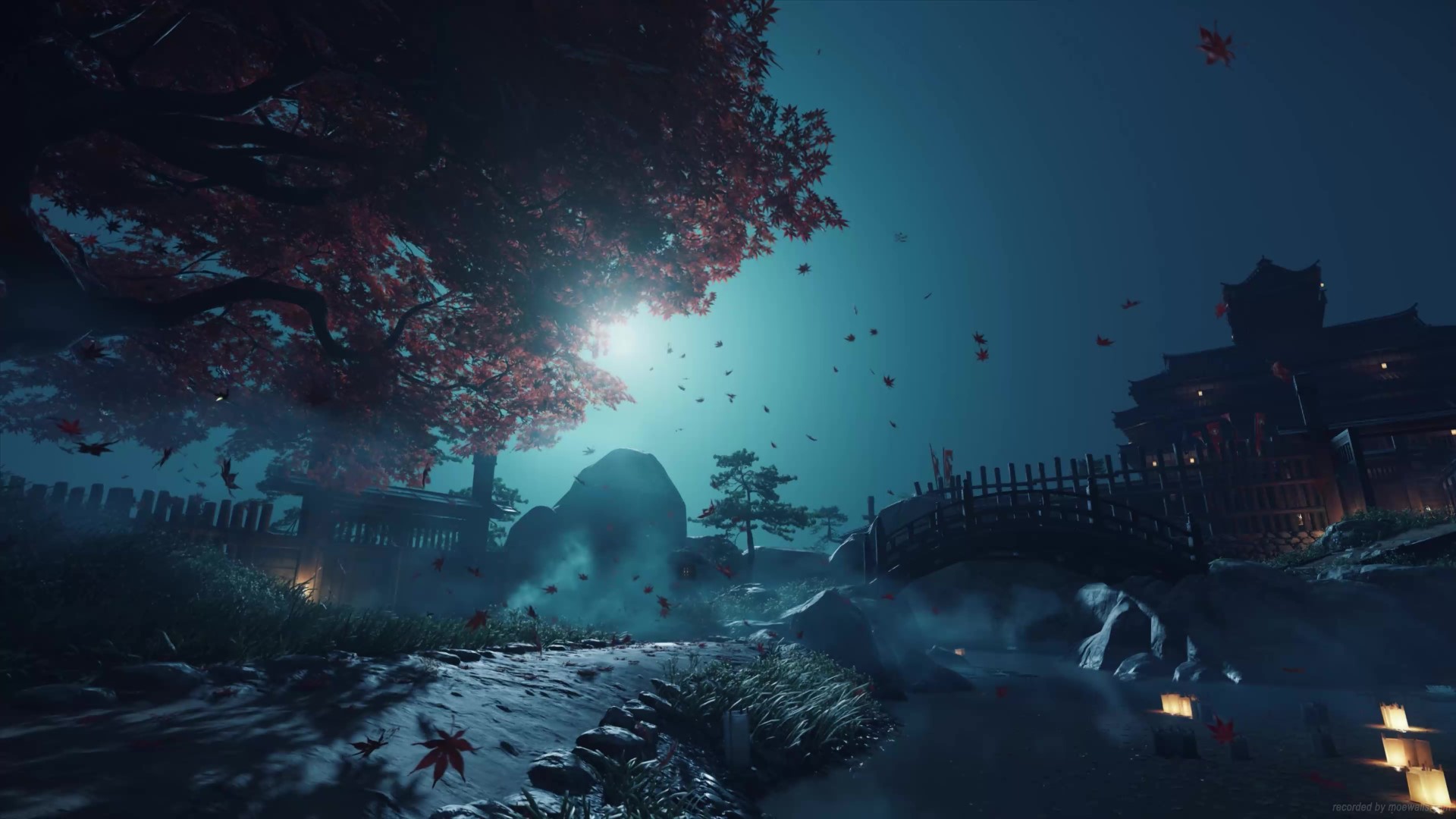 Autumn Tree Moonlight Night Ghost Of Tsushima Live Wallpaper