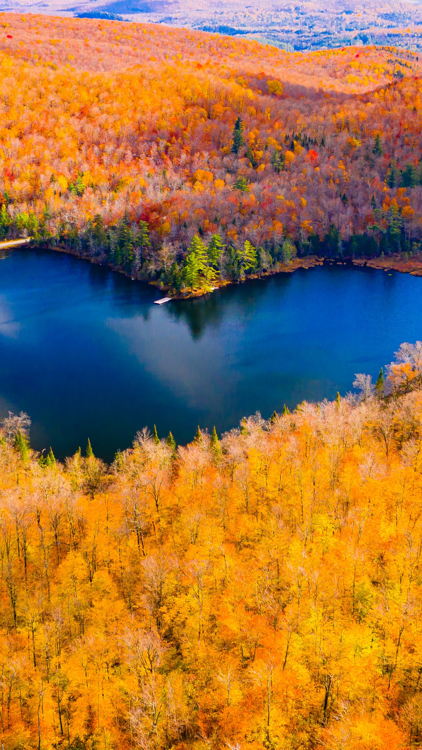 Heart Shaped Lake Wallpaper 4K, Autumn Forest, Fall Colors