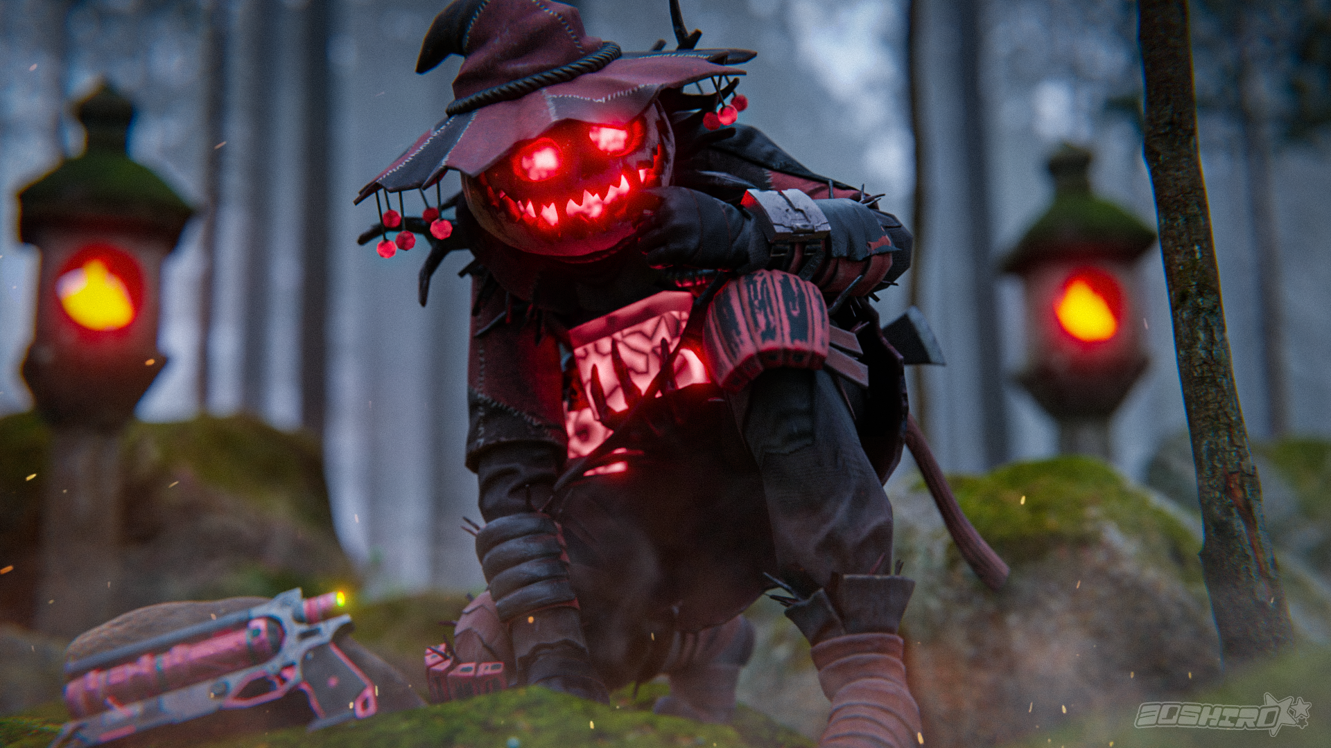 Free 3D Bloodhound Halloween wallpaper I made :)